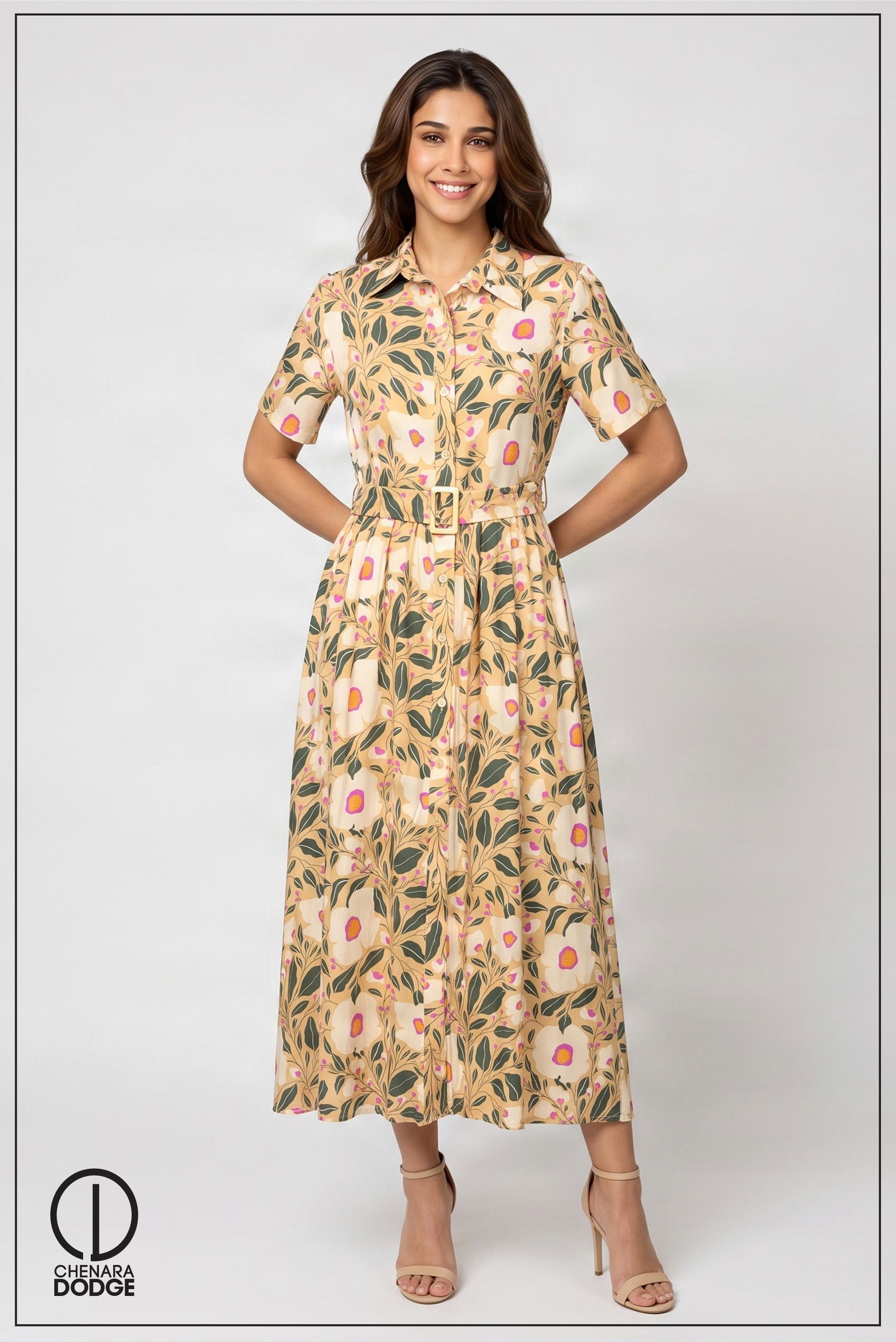 JENNY BUTTON DOWN MIDI DRESS
