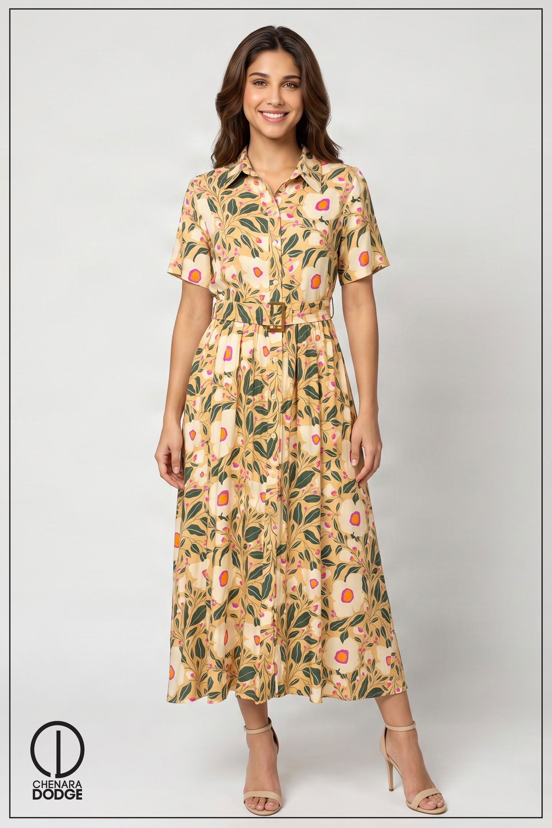 JENNY BUTTON DOWN MIDI DRESS