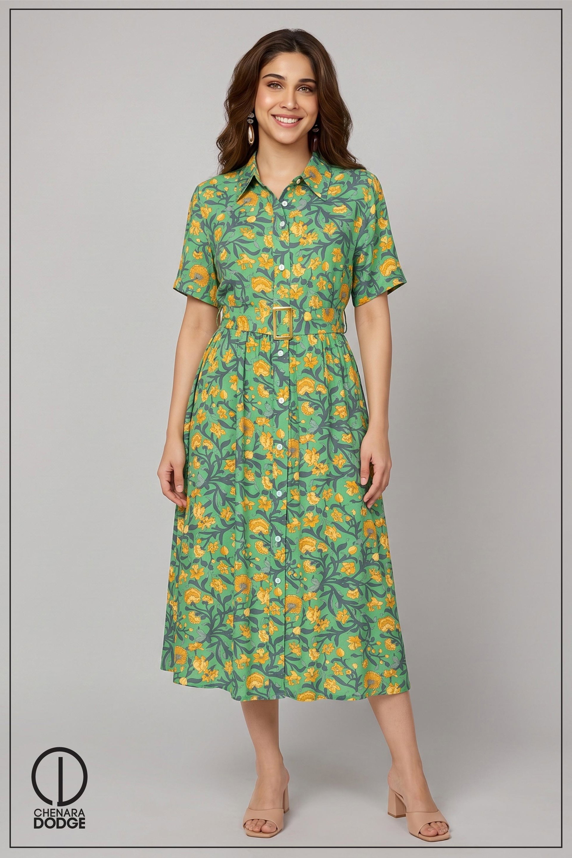 JENNY BUTTON DOWN MIDI DRESS