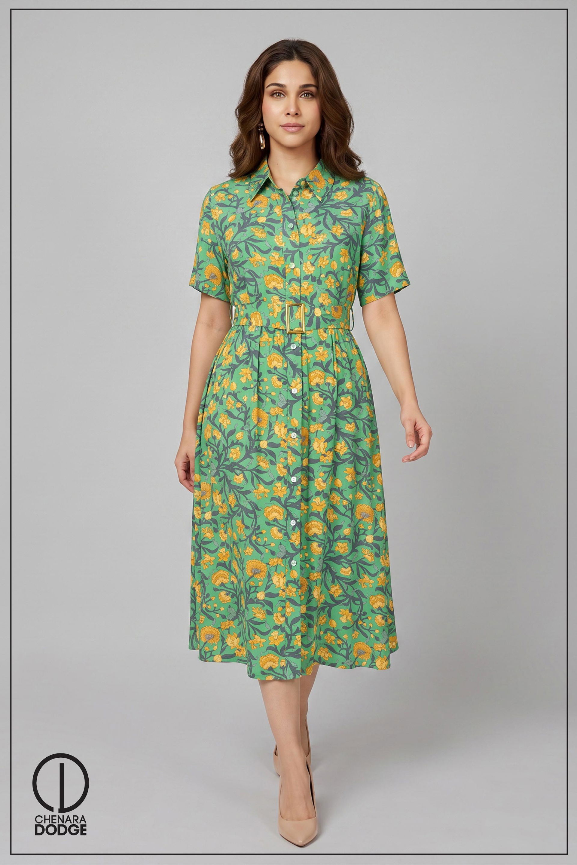 JENNY BUTTON DOWN MIDI DRESS