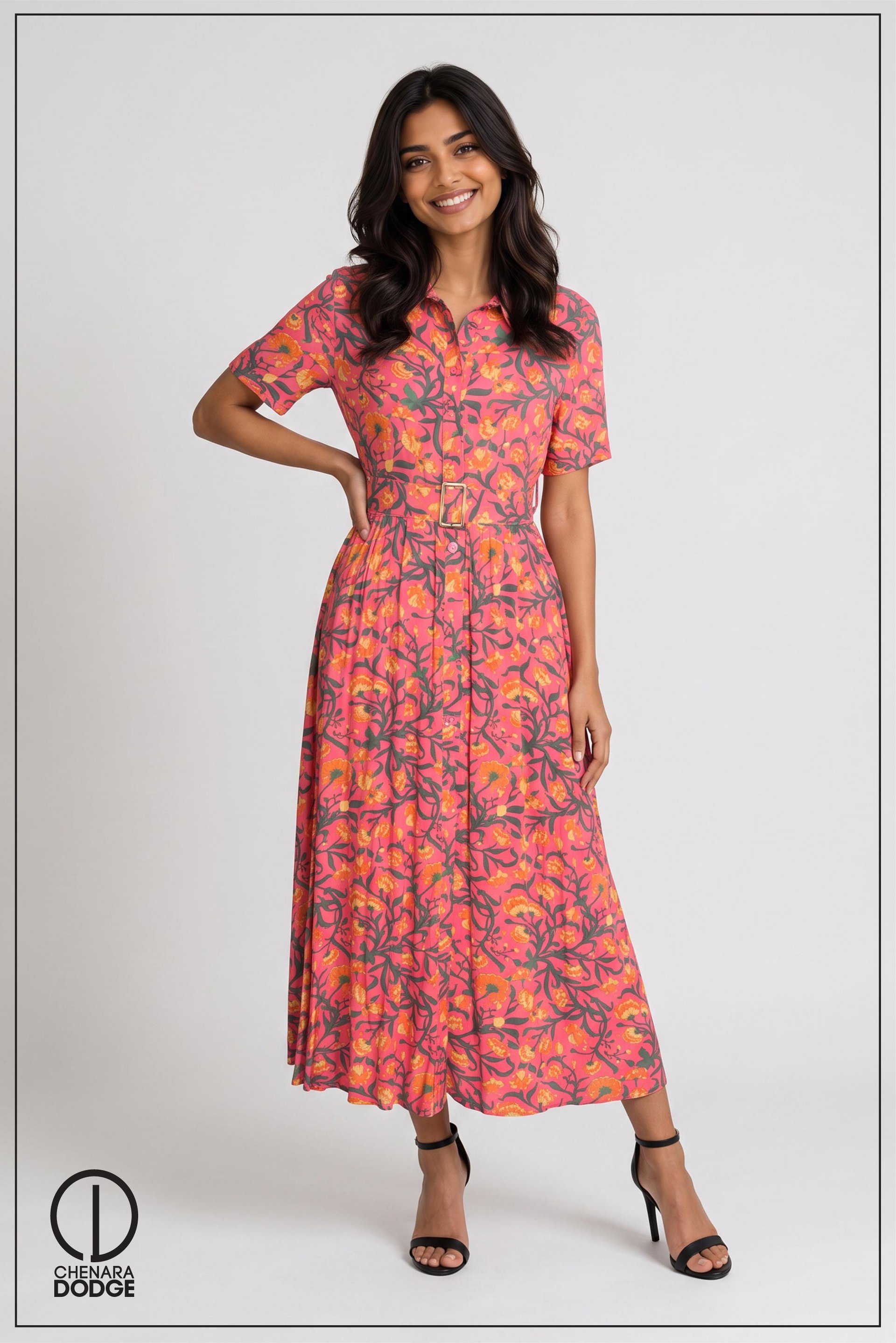 JENNY BUTTON DOWN MIDI DRESS