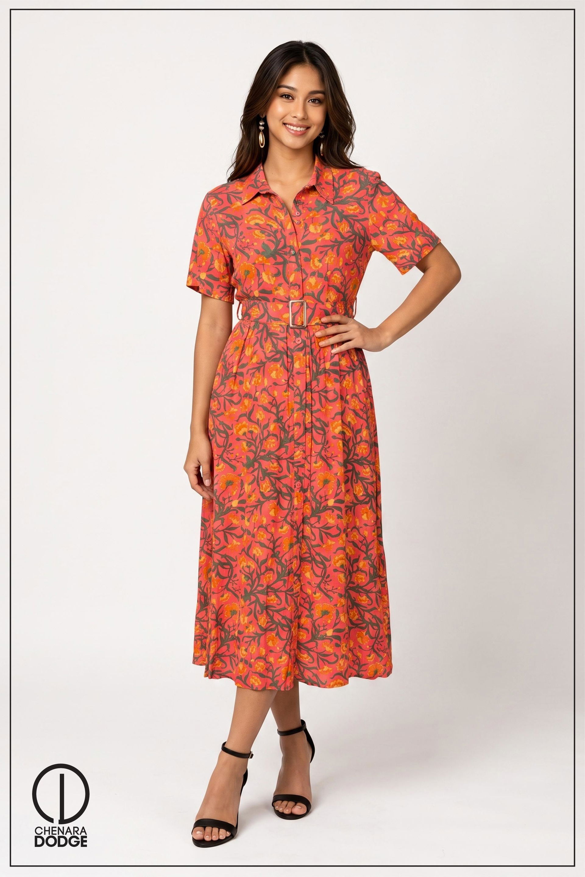 JENNY BUTTON DOWN MIDI DRESS