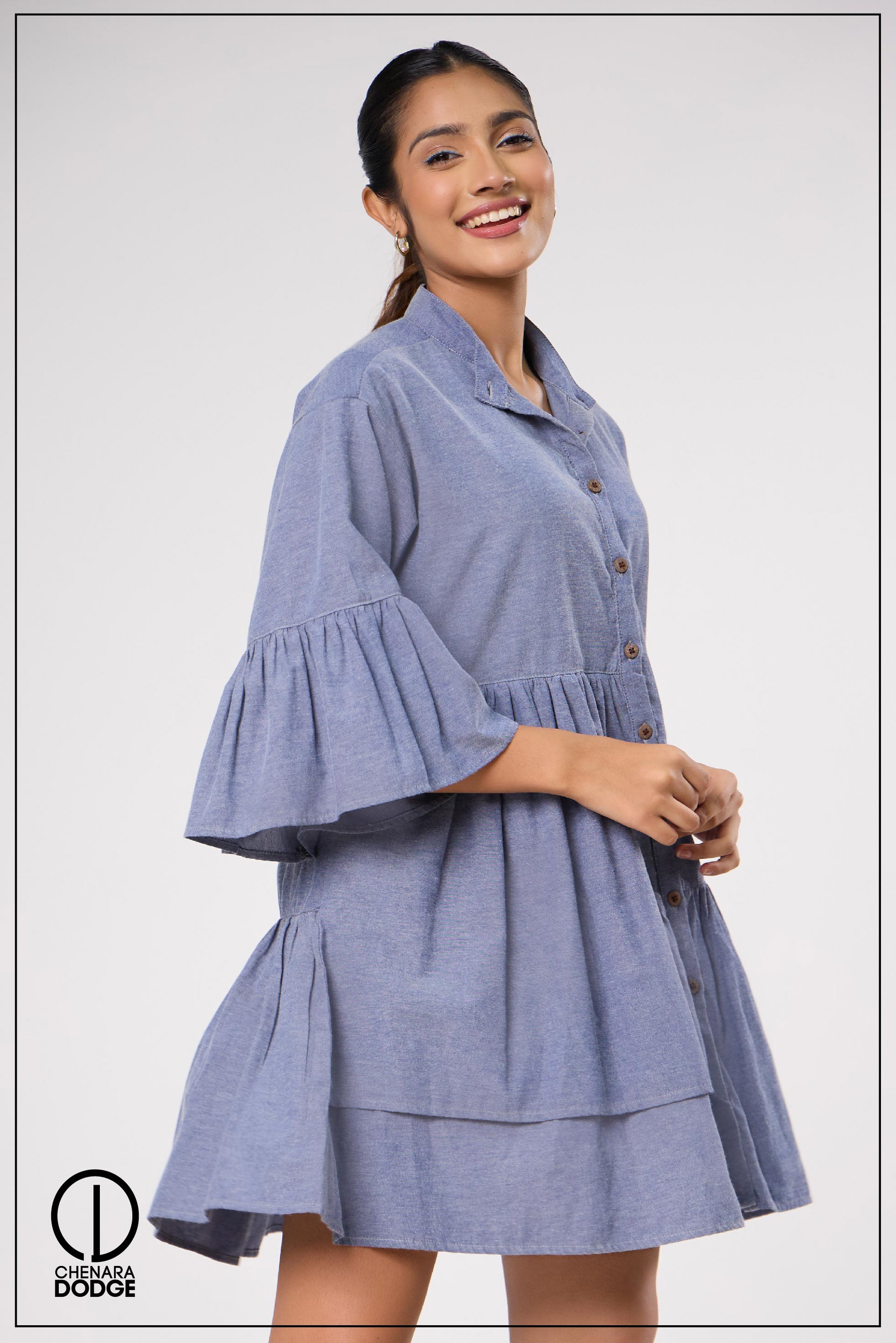 KATIE NOTCHED COLLAR MINI DRESS