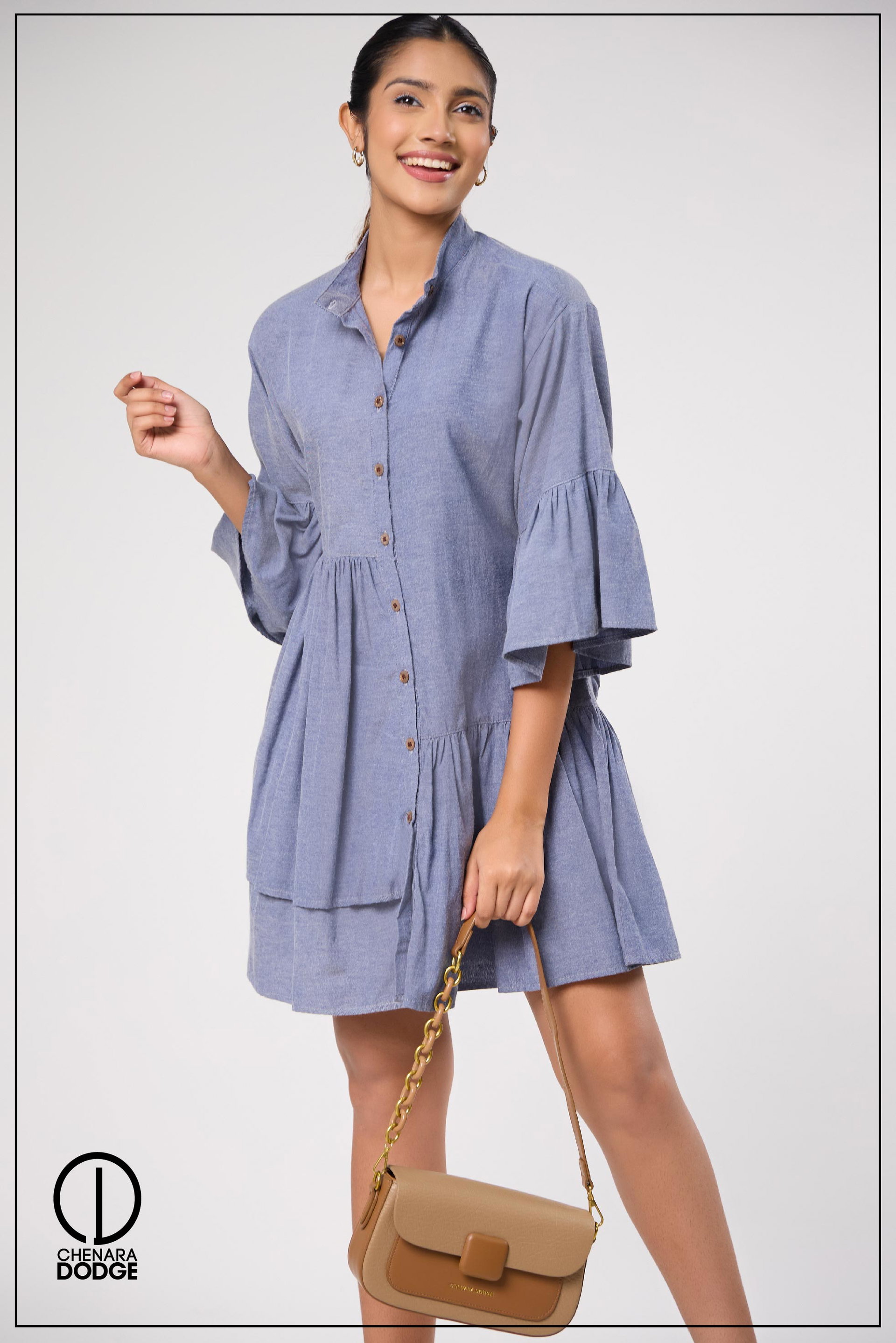 KATIE NOTCHED COLLAR MINI DRESS