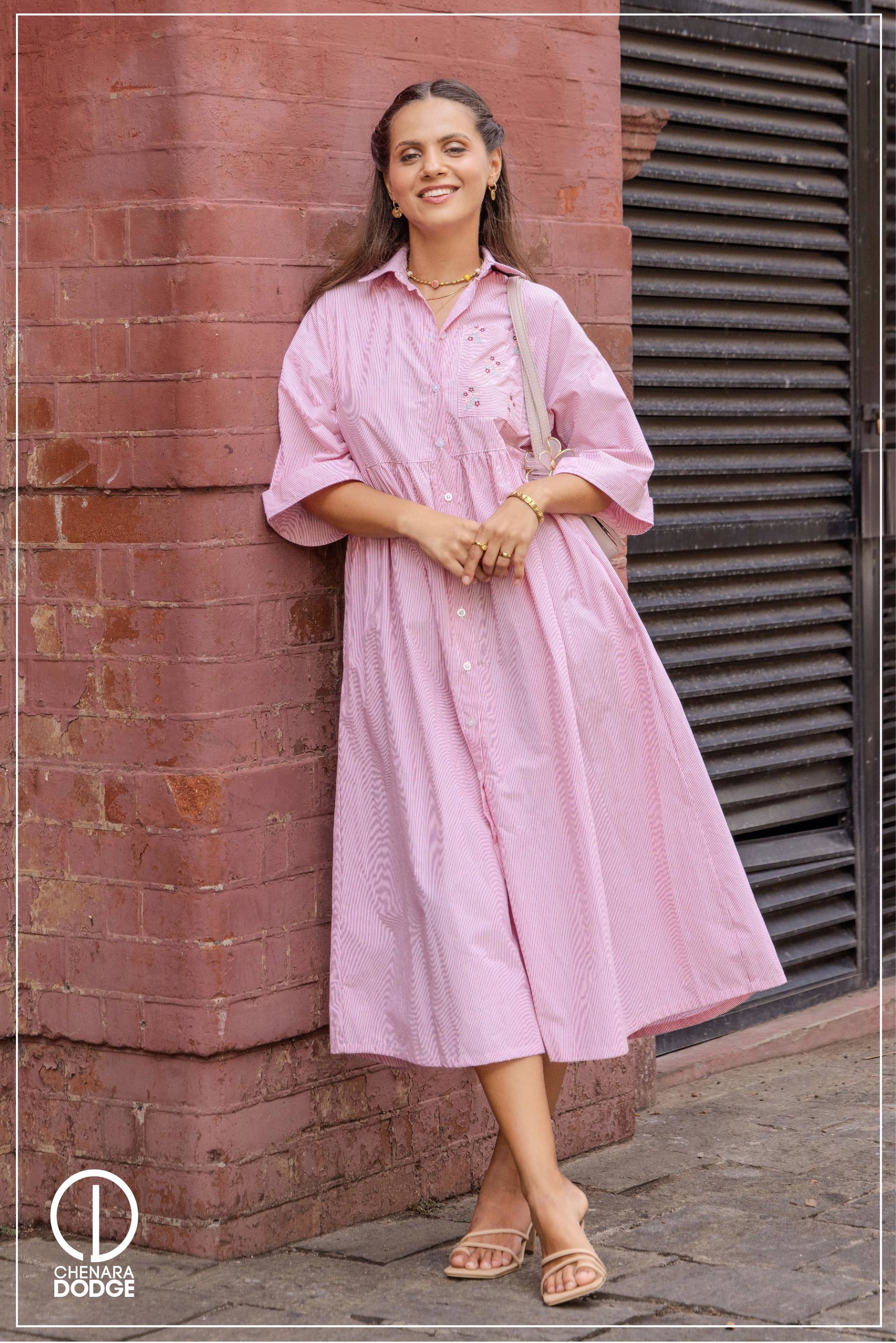KAYA EMB POCKET MIDI DRESS