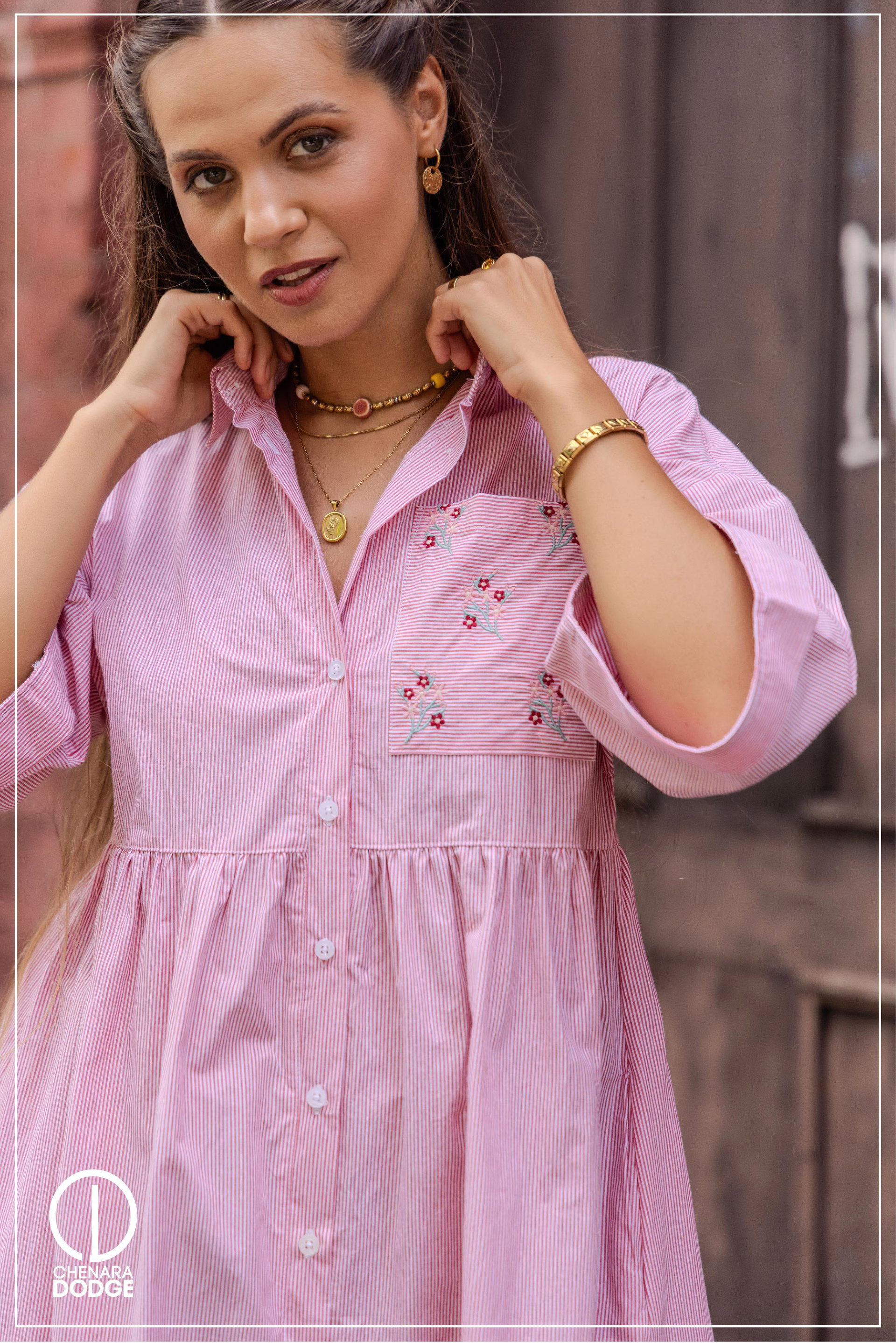 KAYA EMB POCKET MIDI DRESS