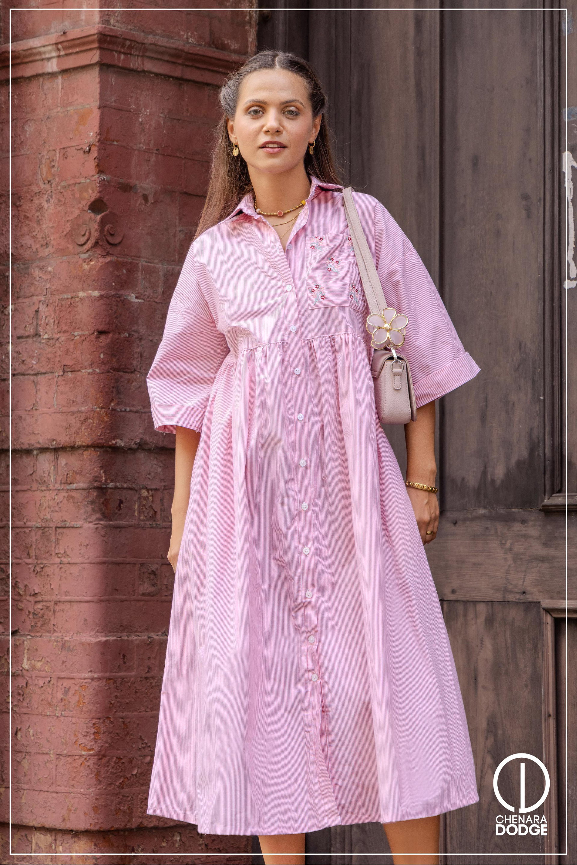 KAYA EMB POCKET MIDI DRESS