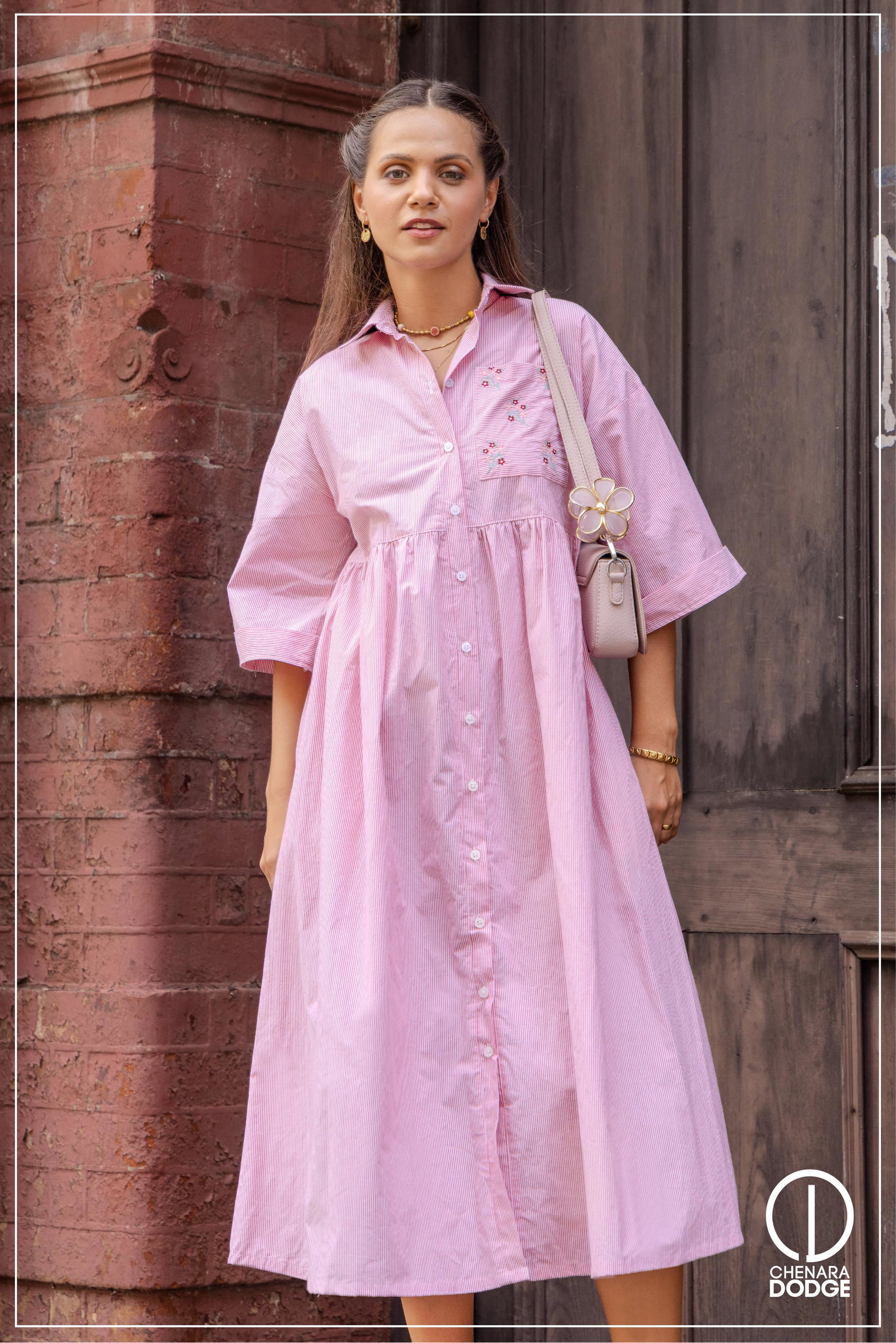 KAYA EMB POCKET MIDI DRESS