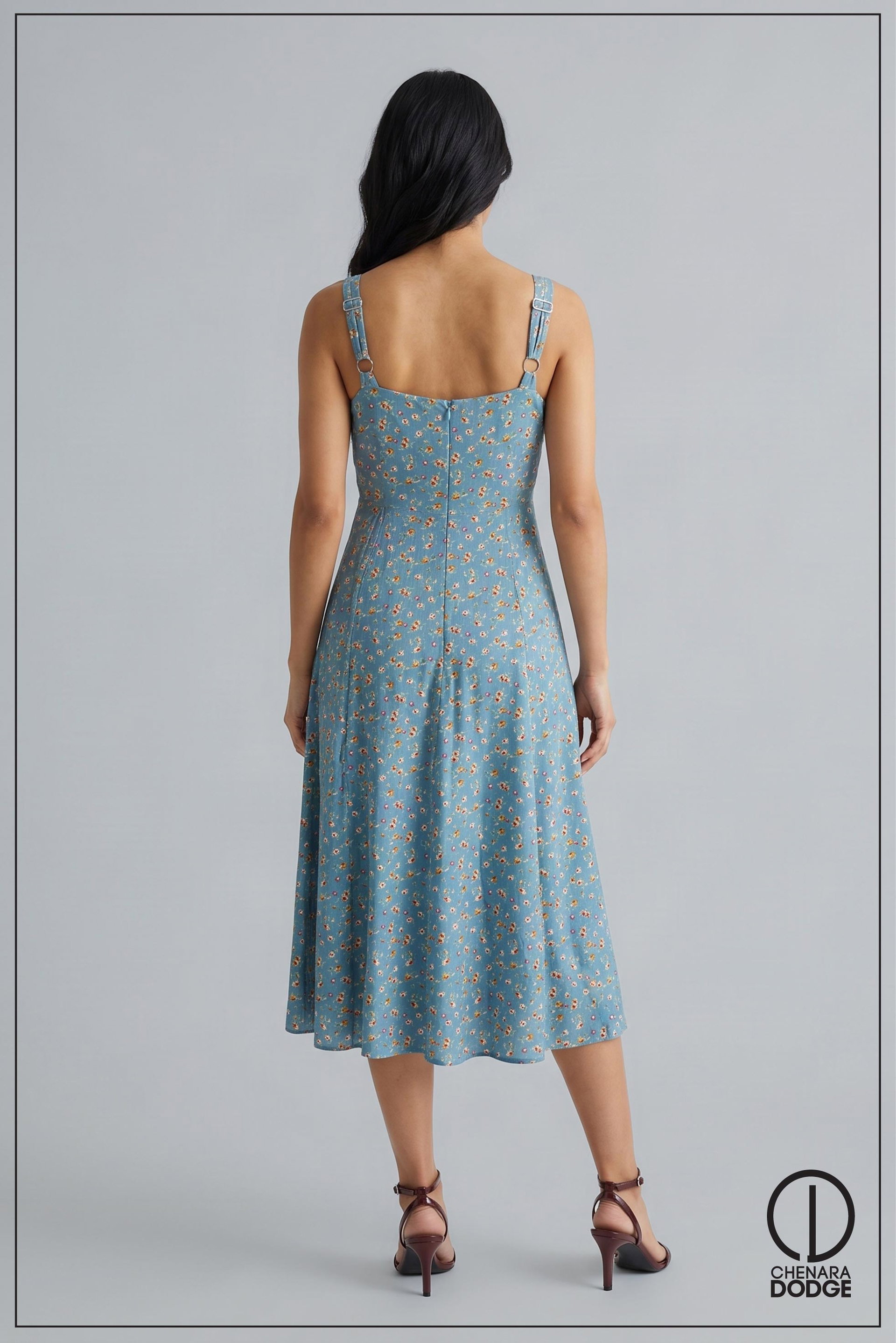 KHLOE SWEETHEART NECK MIDI DRESS