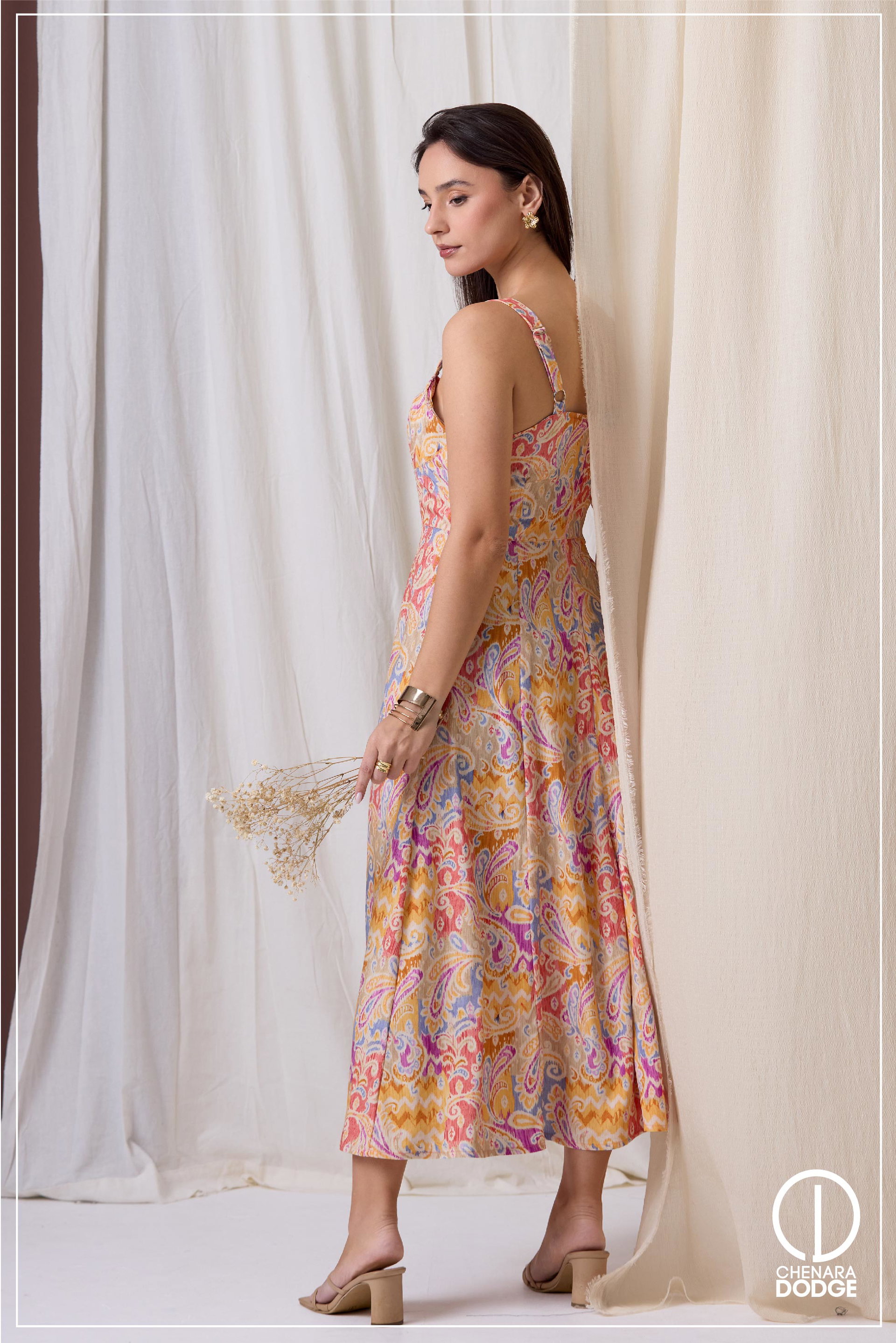 KHLOE SWEETHEART NECK MIDI DRESS