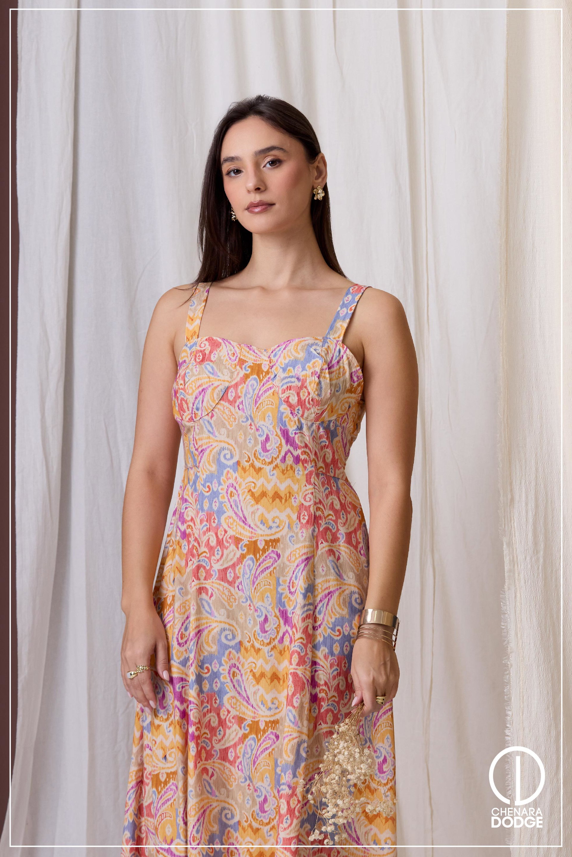 KHLOE SWEETHEART NECK MIDI DRESS