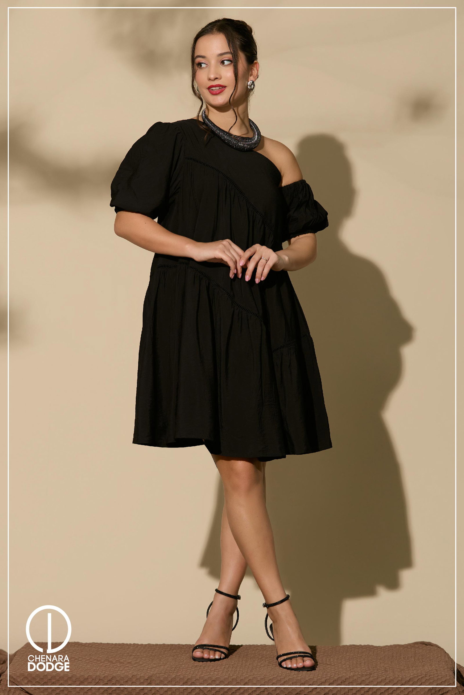 chinese dress ladies Hendrie Lace Mini Dress Black