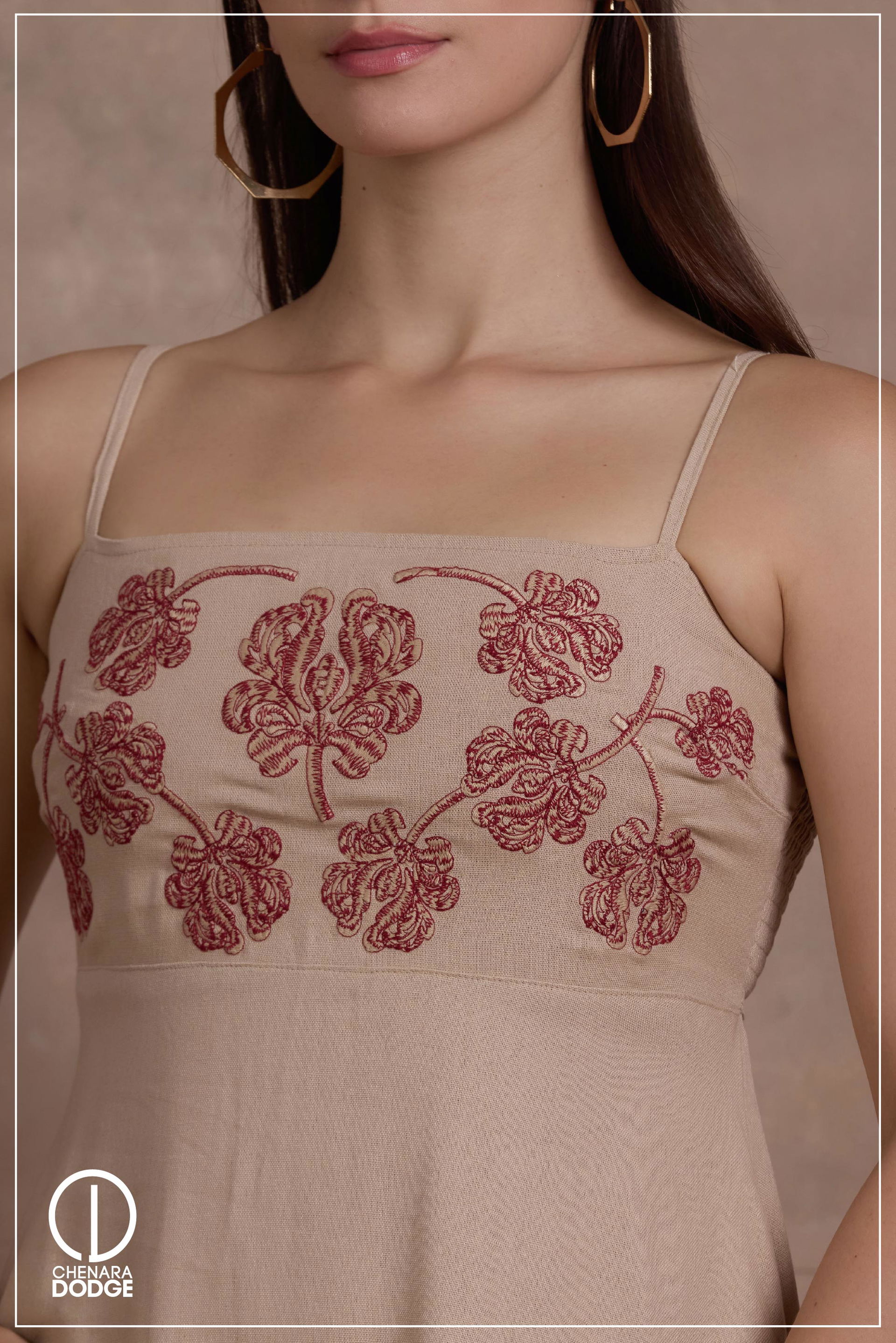 LARA EMBROIDERED STRAPPY MAXI DRESS