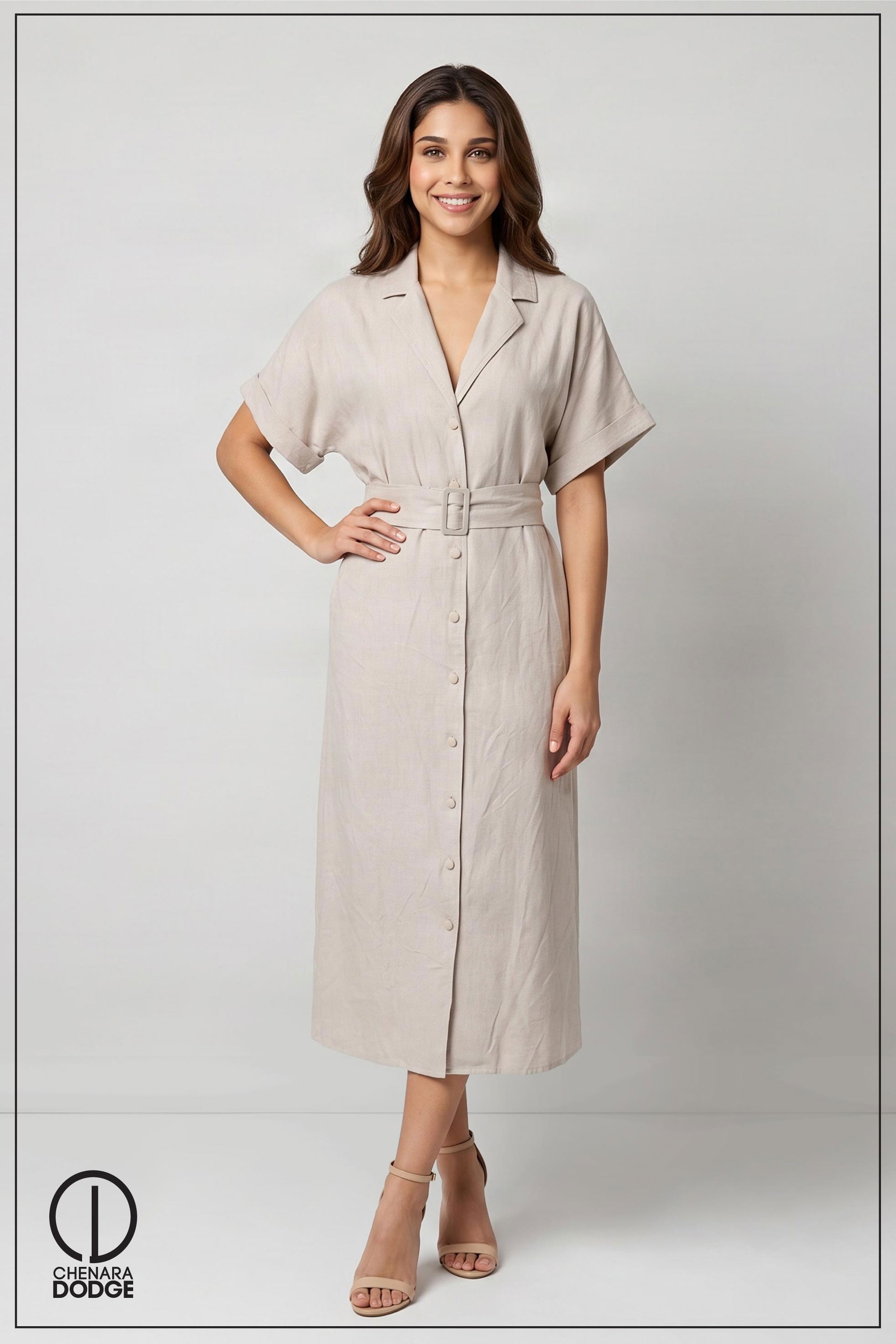 LARISSA COLLAR DETAILED MIDI DRESS