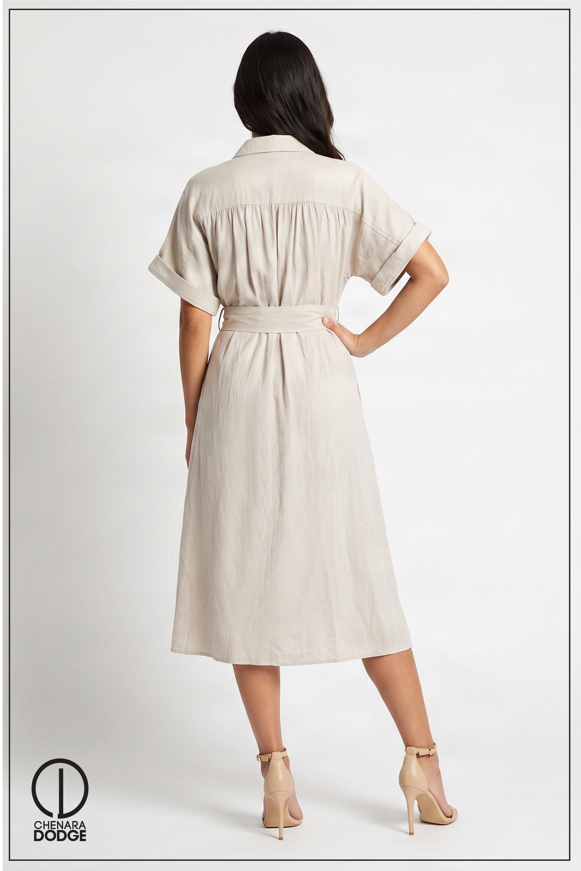 LARISSA COLLAR DETAILED MIDI DRESS