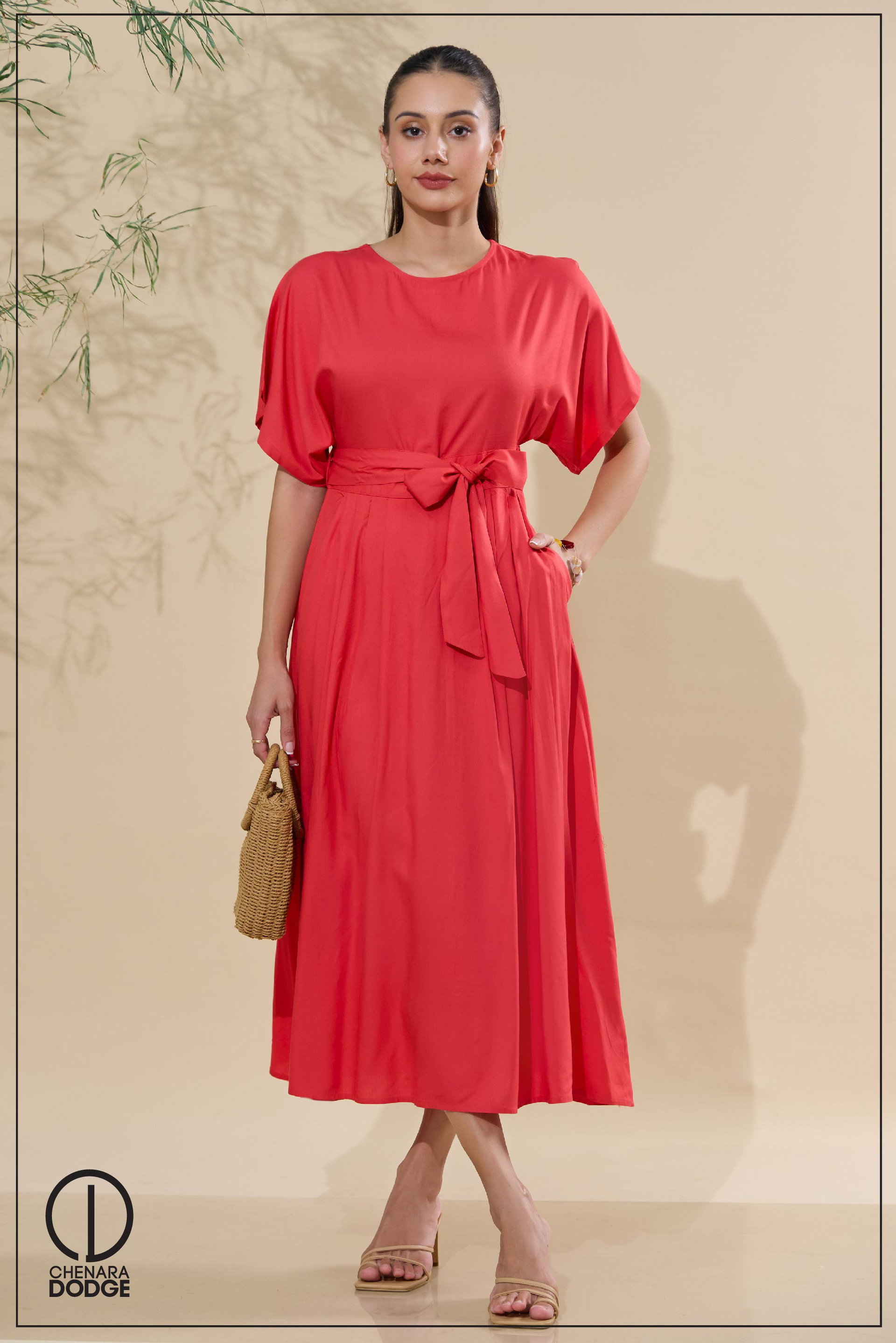 LISA FRONT TIE UP MIDI DRESS