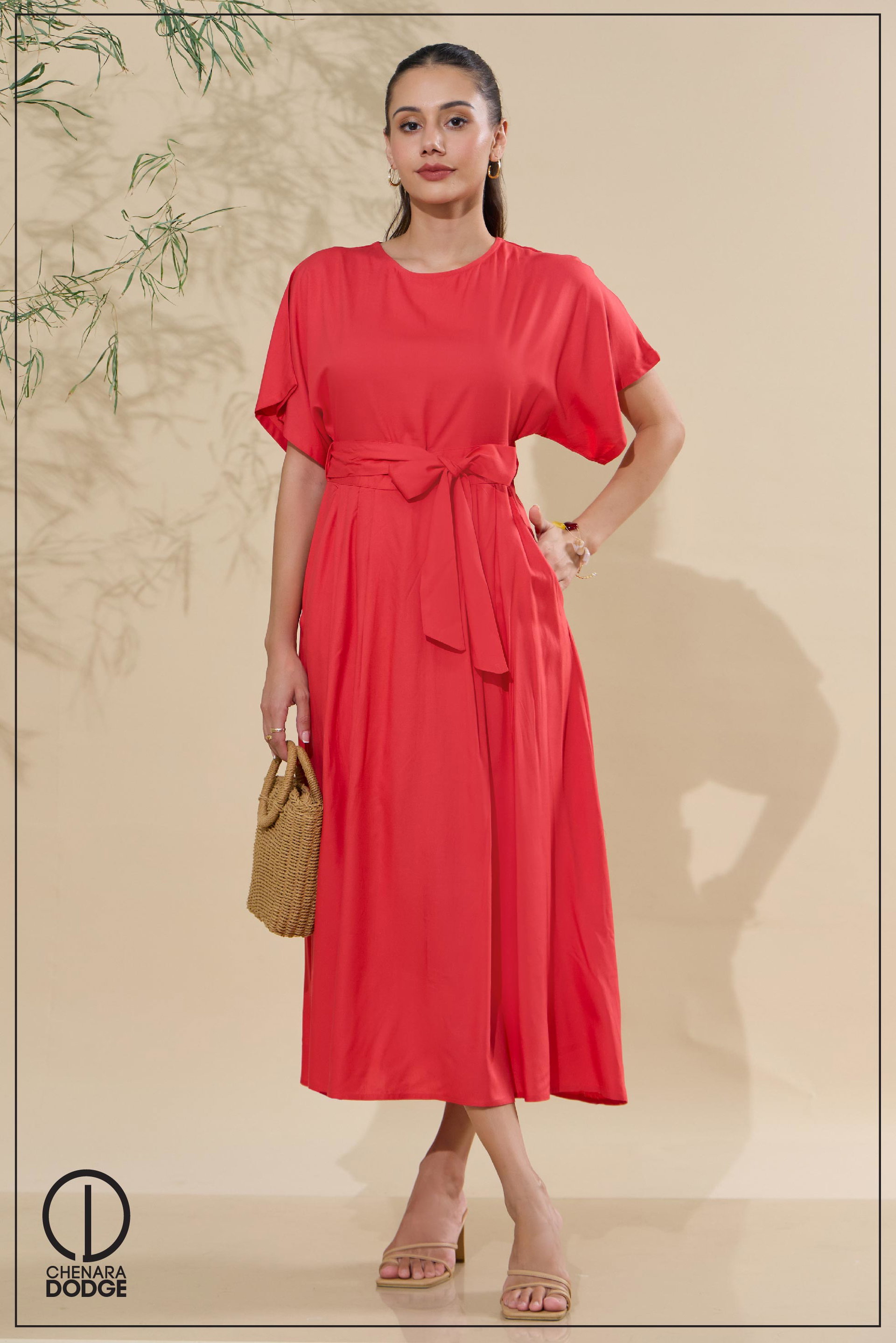 LISA FRONT TIE UP MIDI DRESS