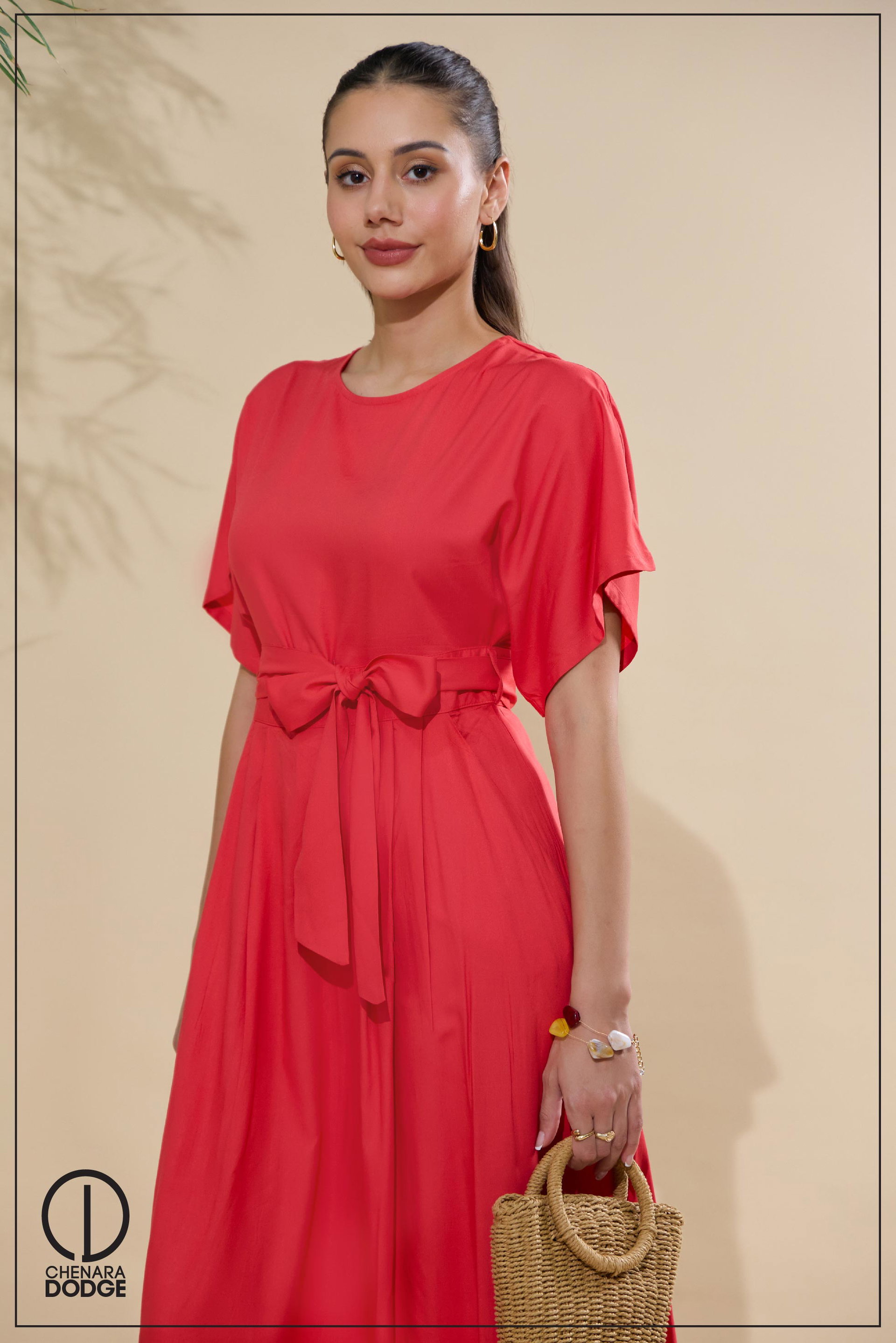 LISA FRONT TIE UP MIDI DRESS