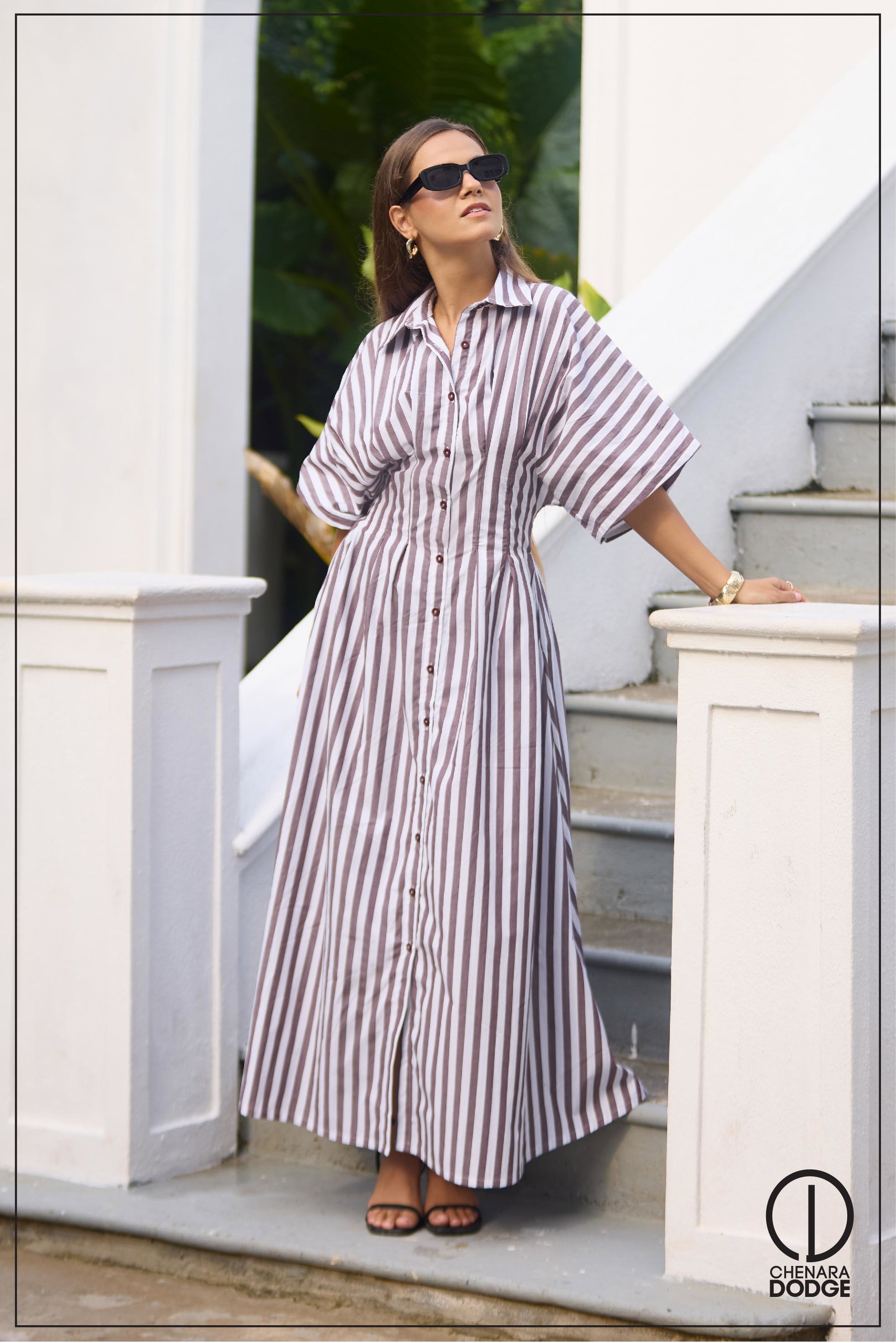 LOVINA PLEATED MIDI SHIRT DRESS