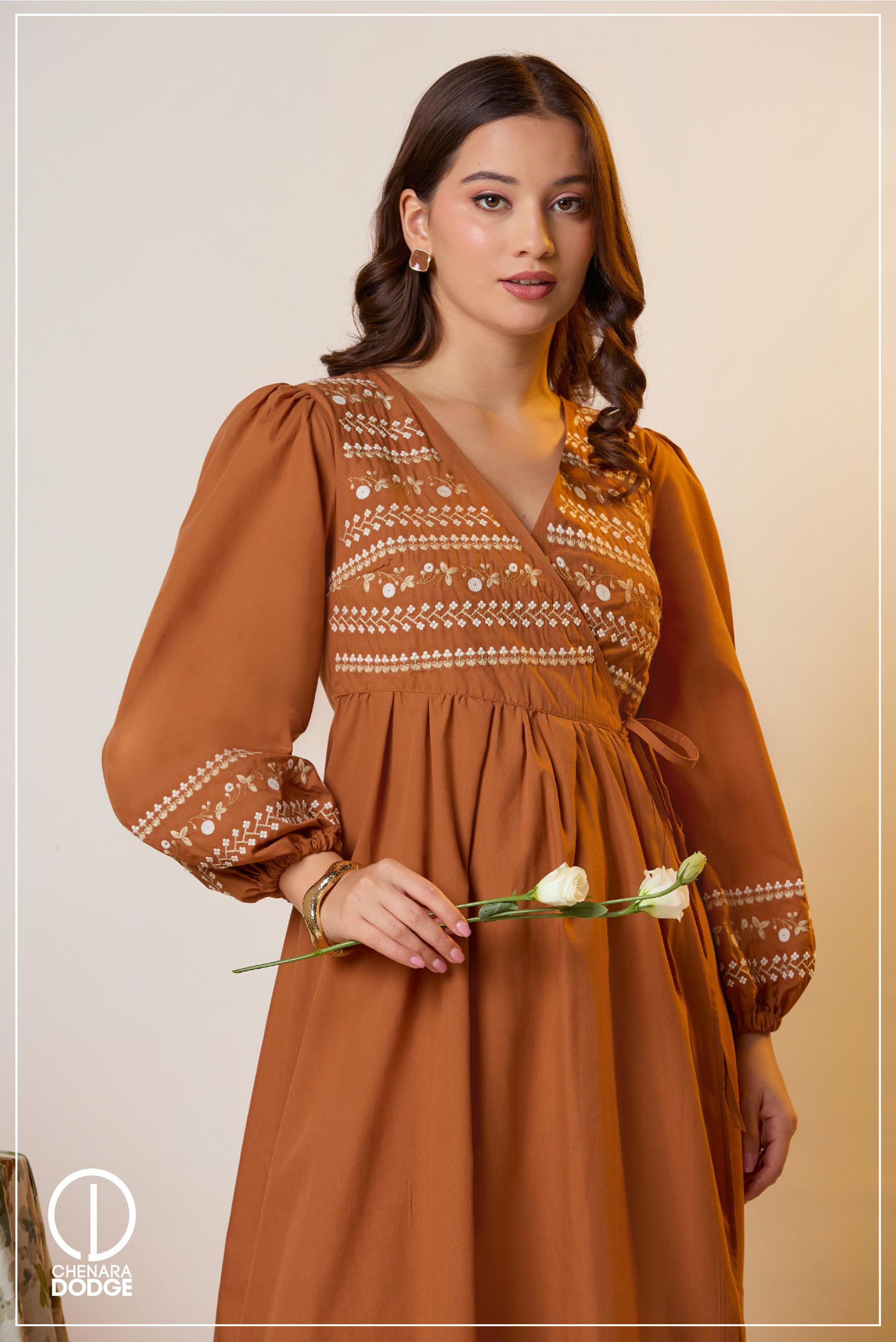 LUNA EMB WRAP MAXI DRESS