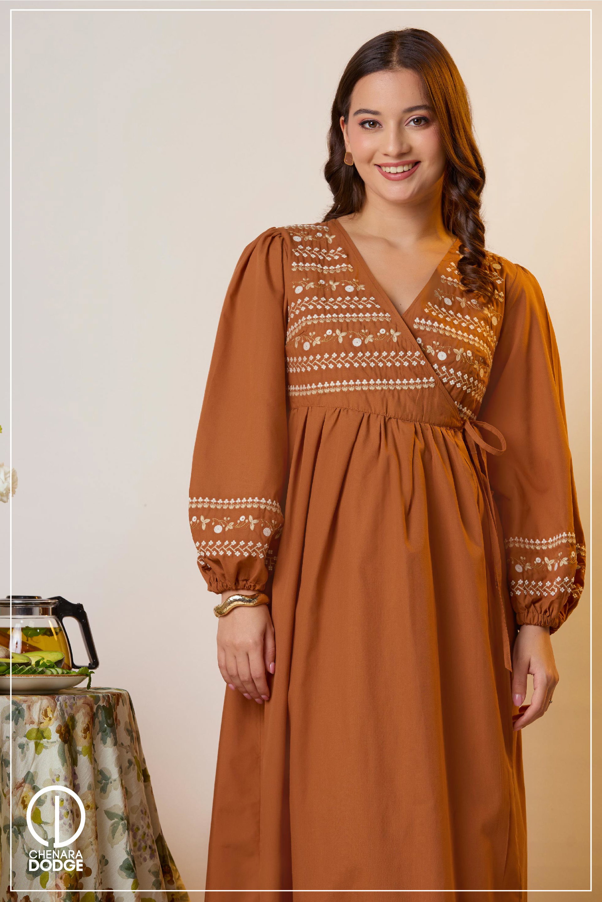 LUNA EMB WRAP MAXI DRESS