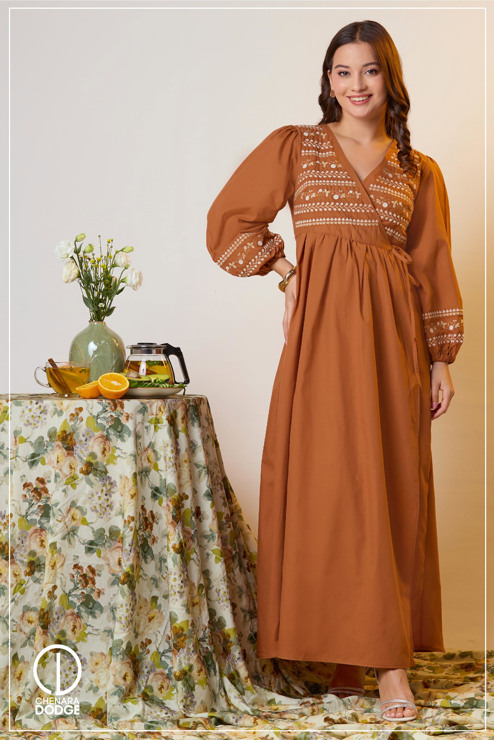 LUNA EMB WRAP MAXI DRESS