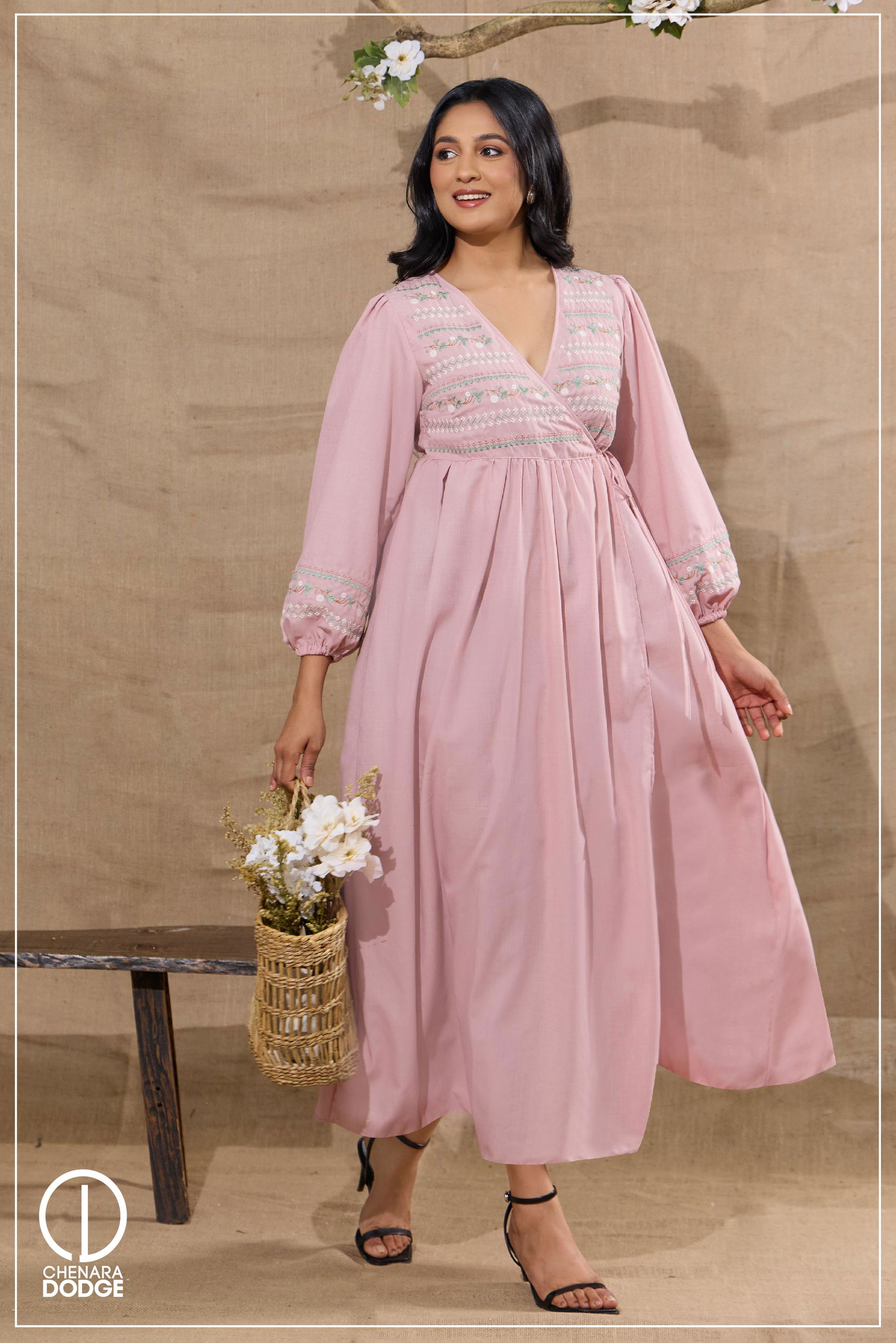 LUNA EMB WRAP MAXI DRESS