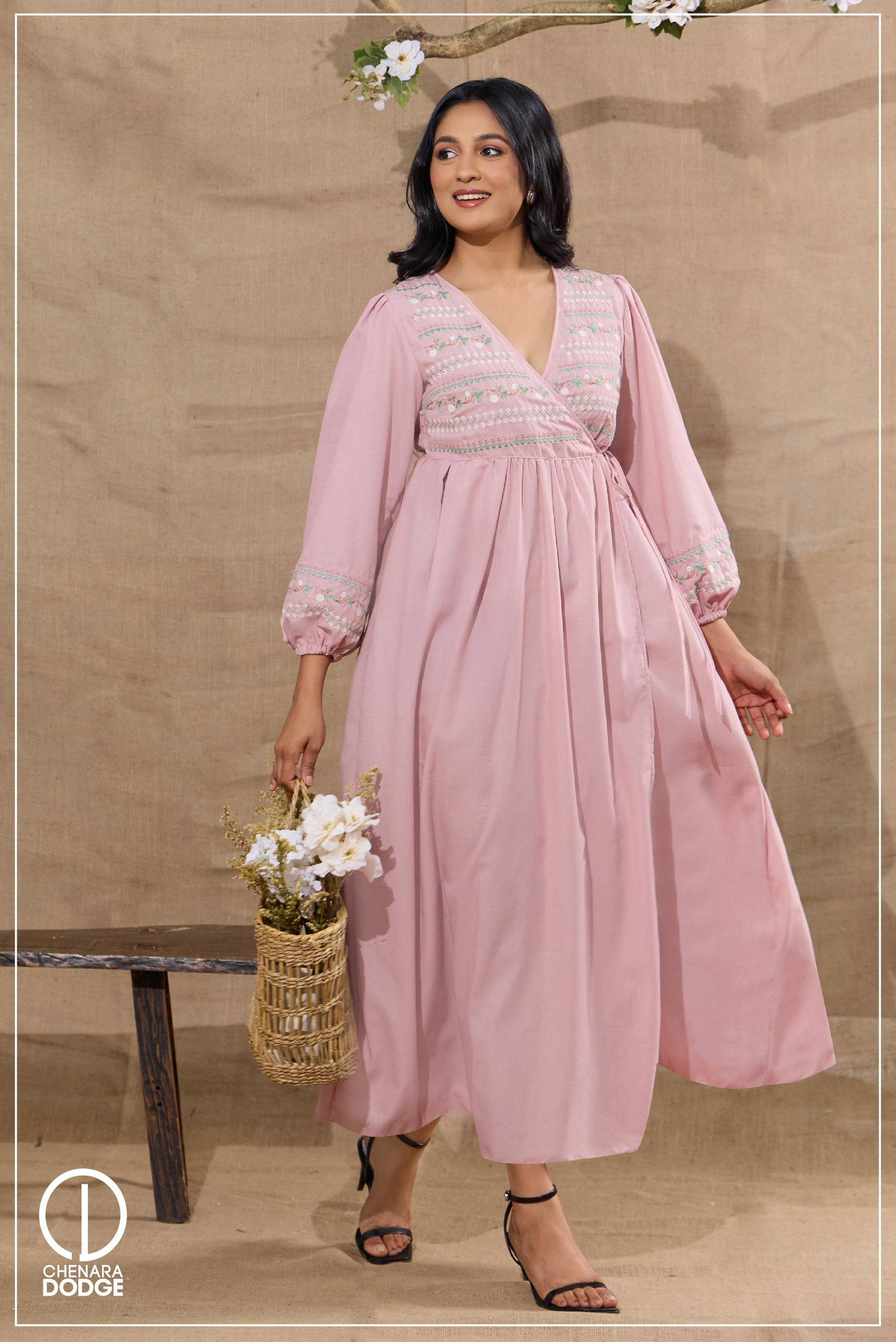 LUNA EMB WRAP MAXI DRESS