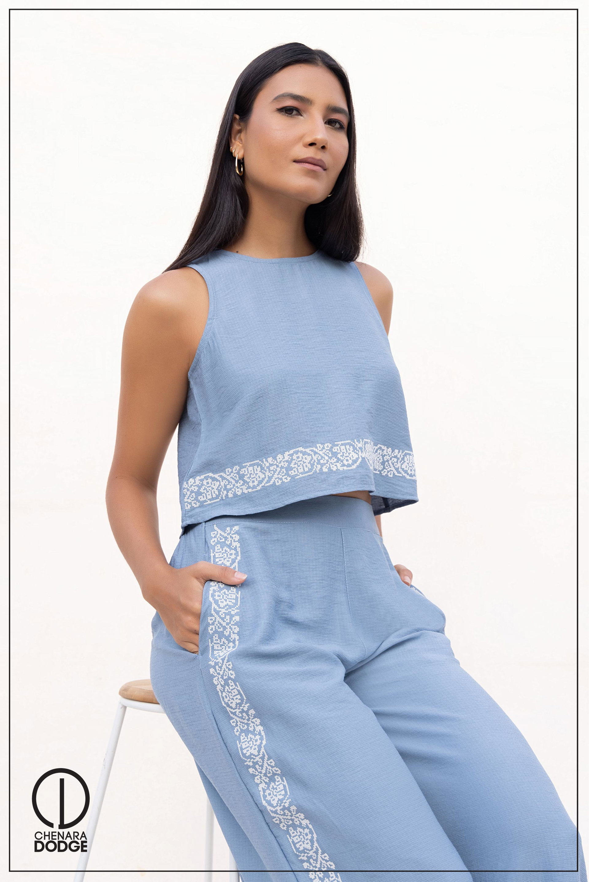 LYDIA EMBROIDERED TWO PIECE SET