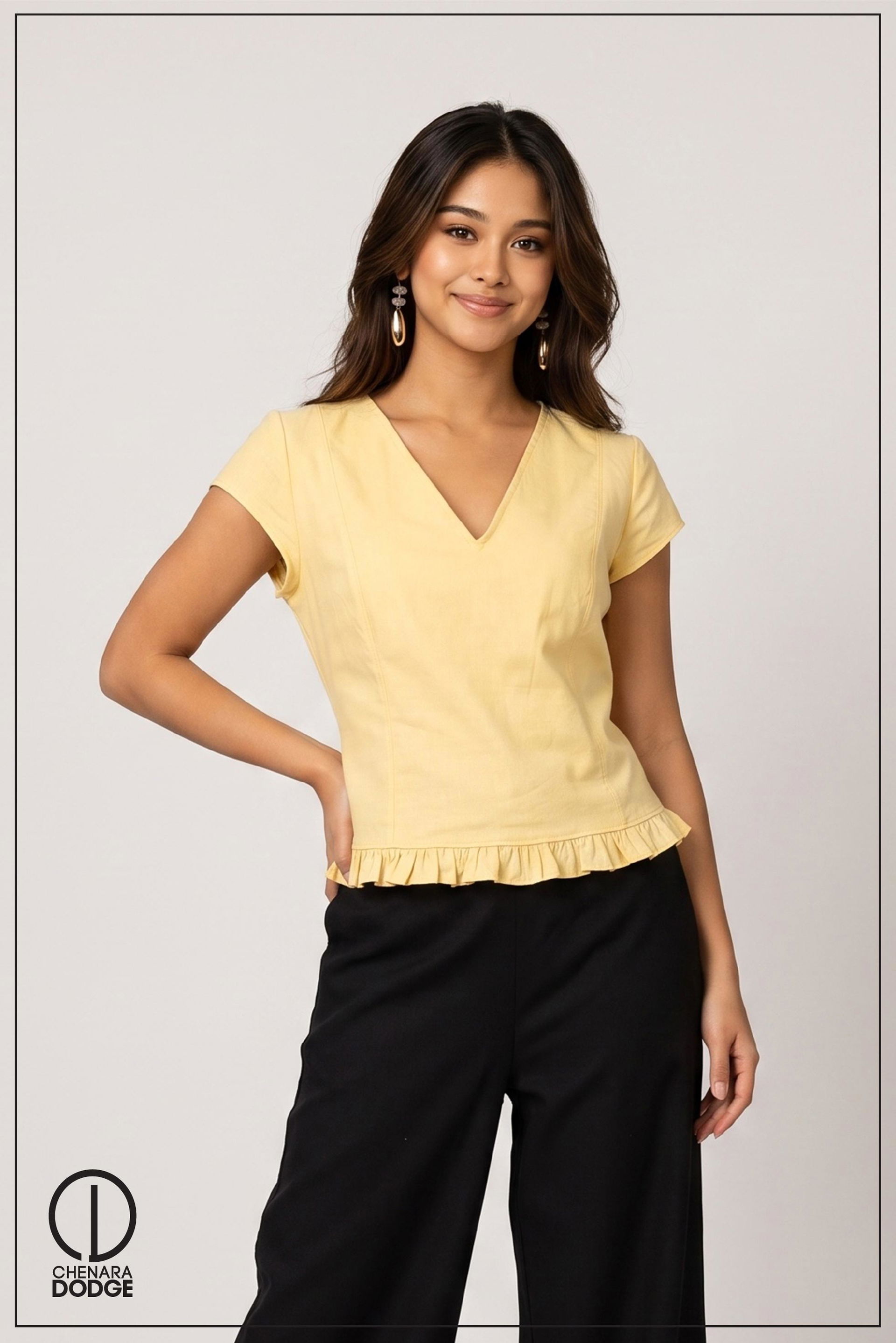 MELANIA RUFFLE HEM TOP