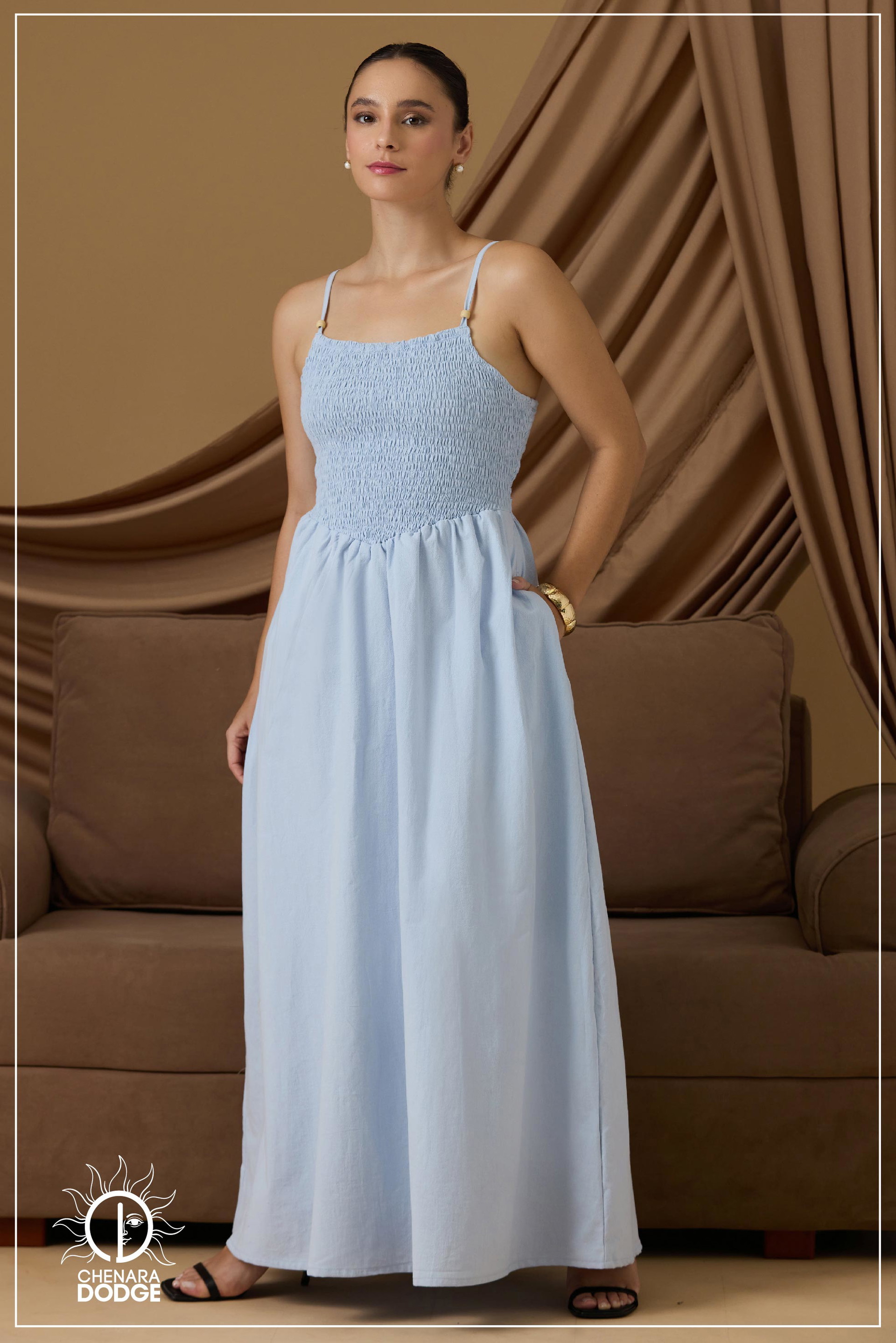 MERILLE SMOCKED MAXI DRESS