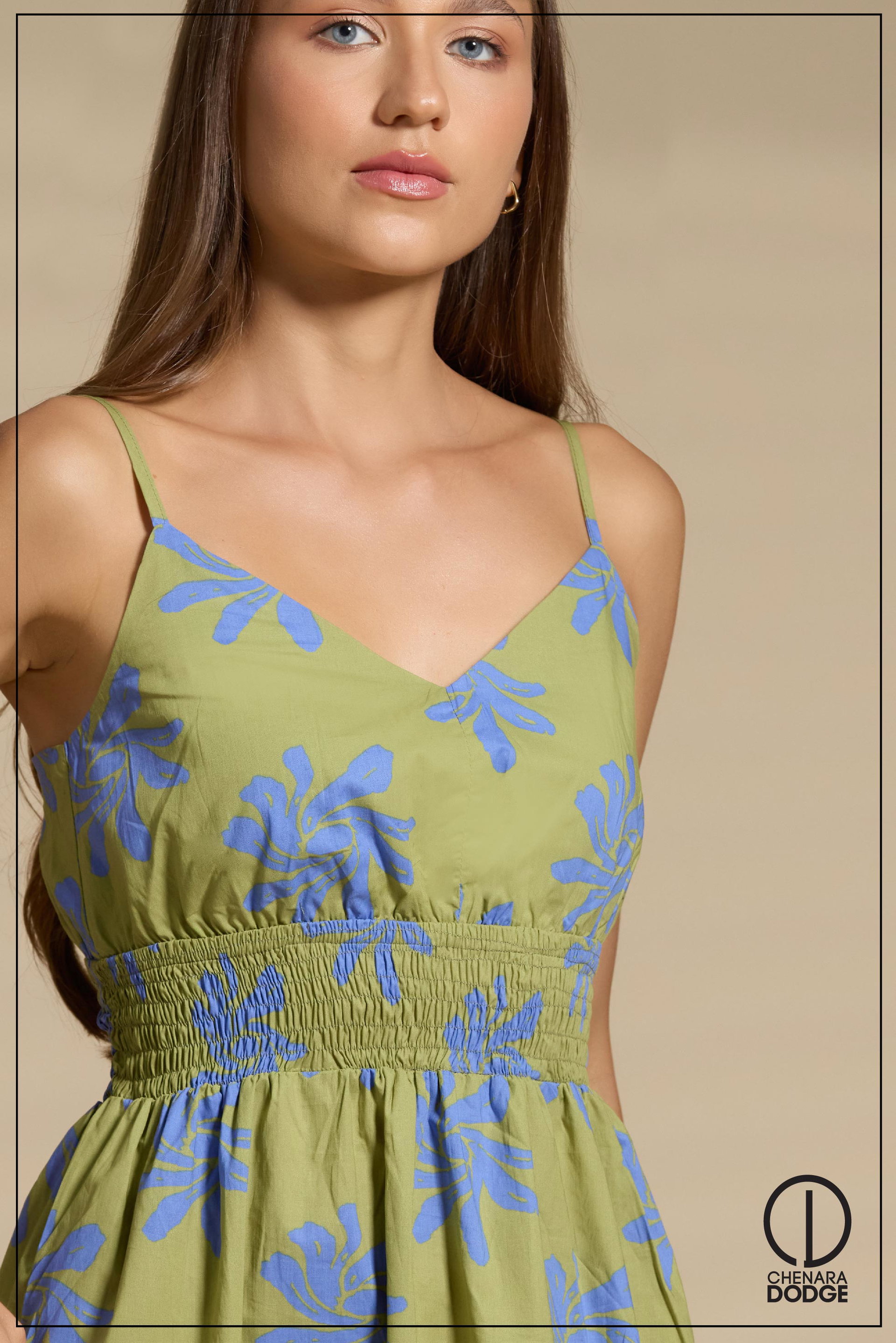 MIADA SMOCKING MIDI DRESS