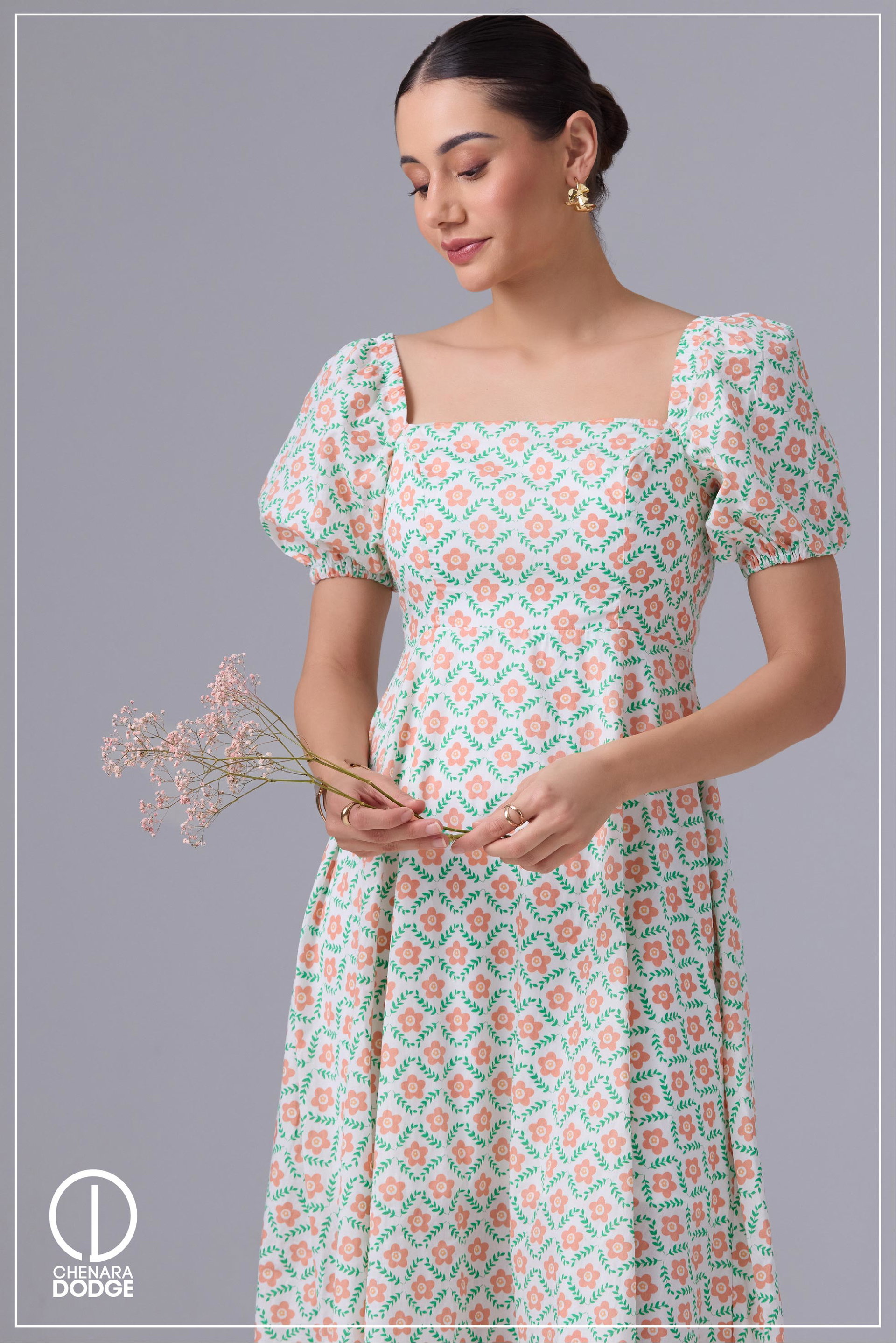 MILEY PUFF SLEEVE MIDI DRESS