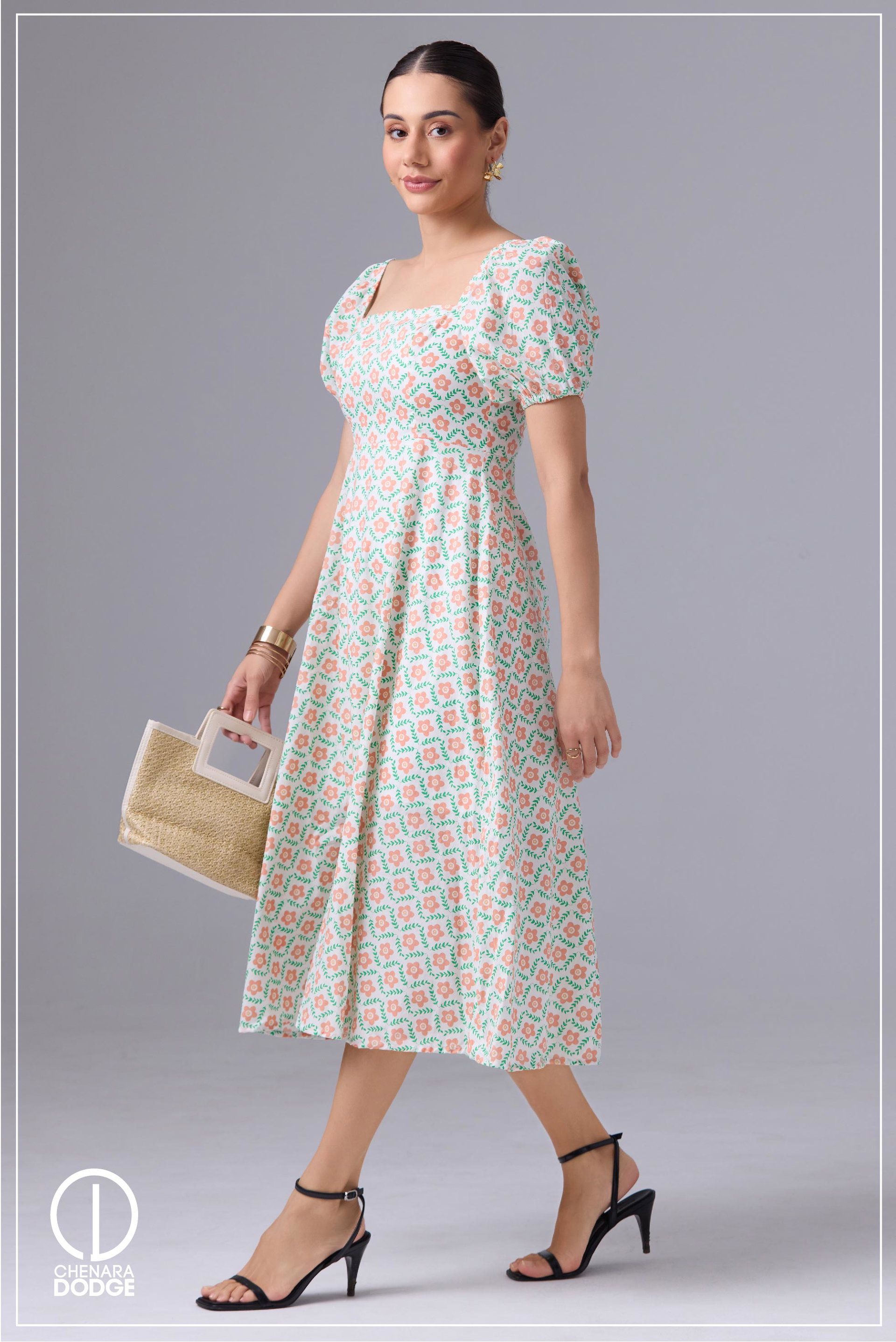 MILEY PUFF SLEEVE MIDI DRESS
