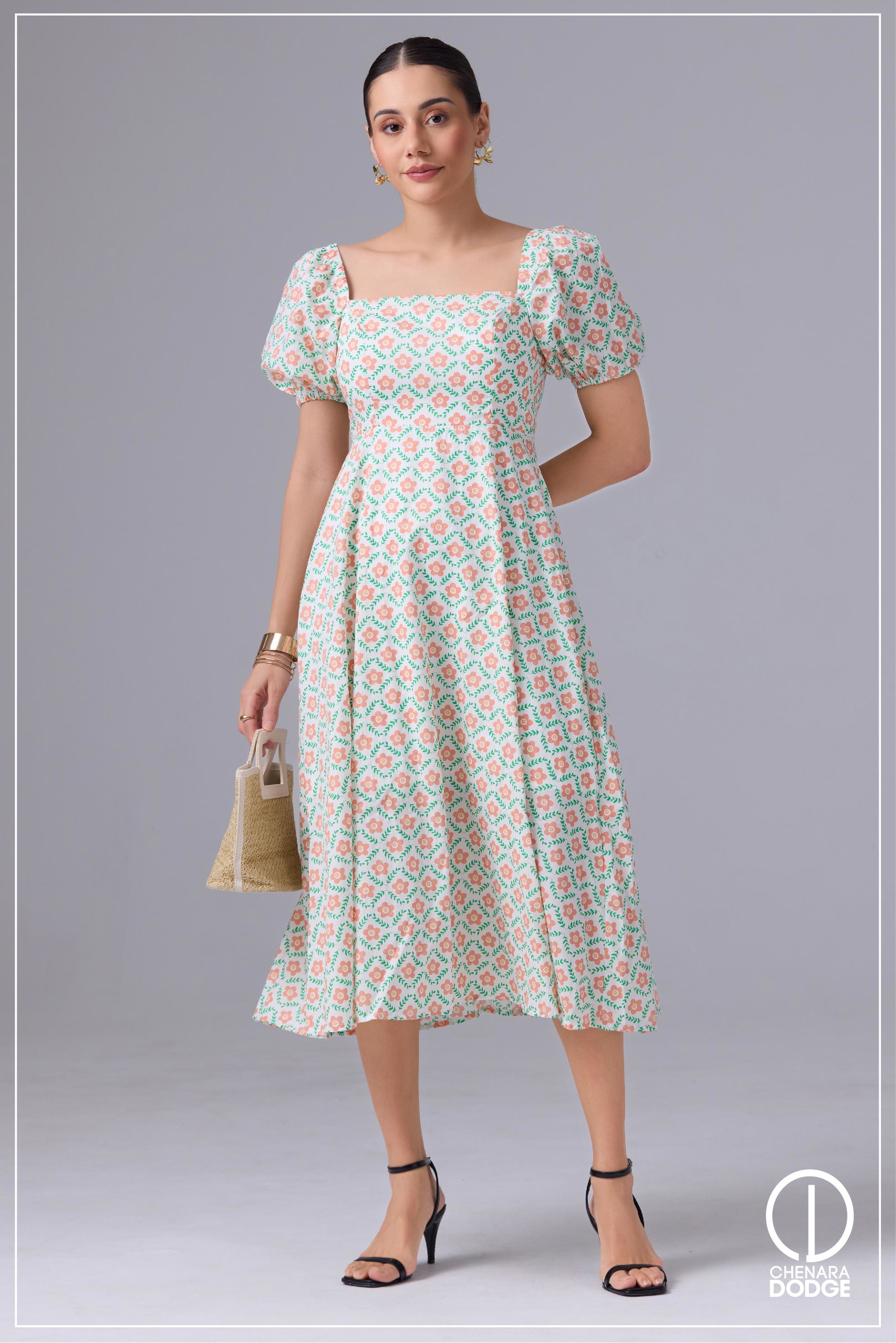 MILEY PUFF SLEEVE MIDI DRESS