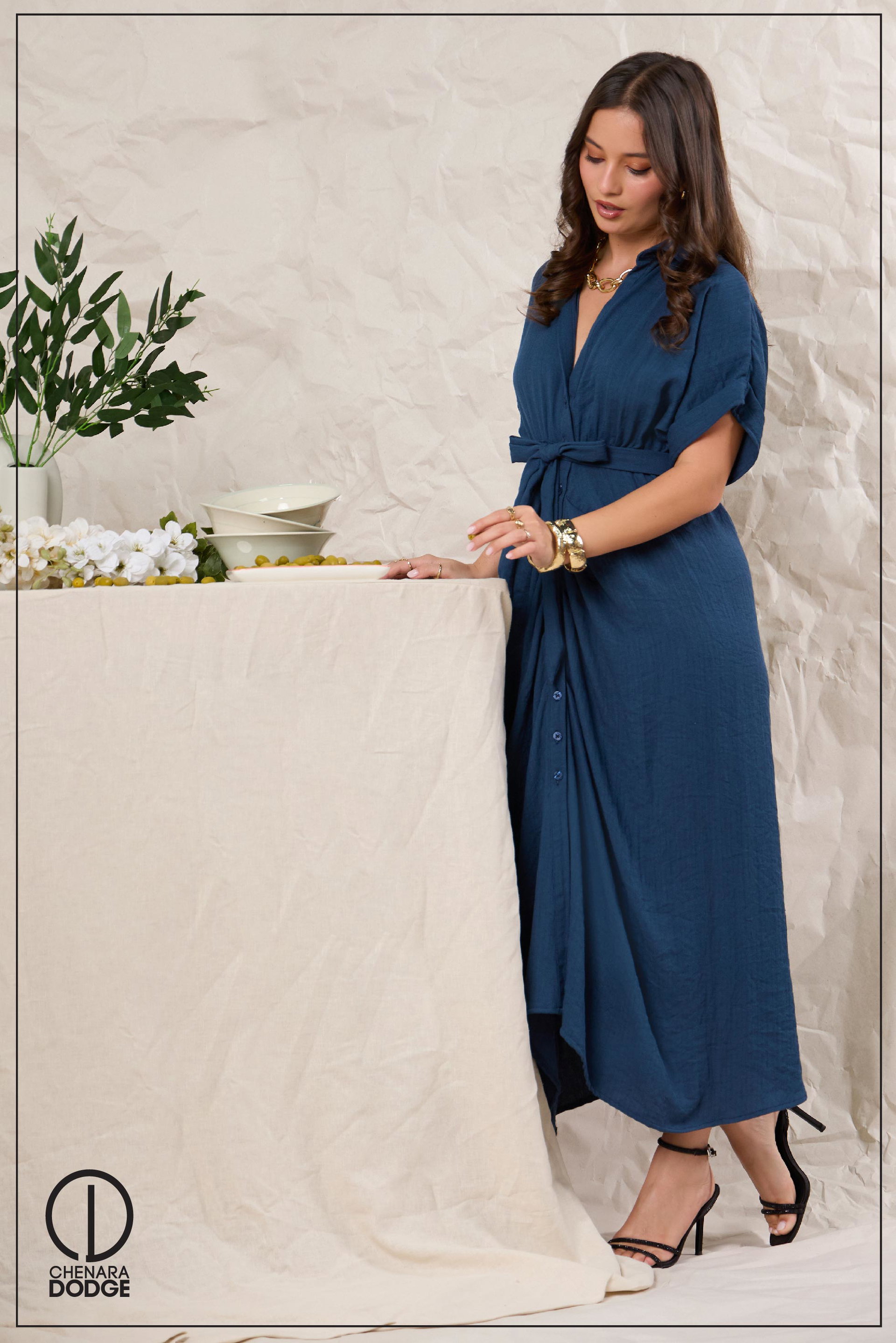 NANCY BELL SLEEVE MIDI DRESS