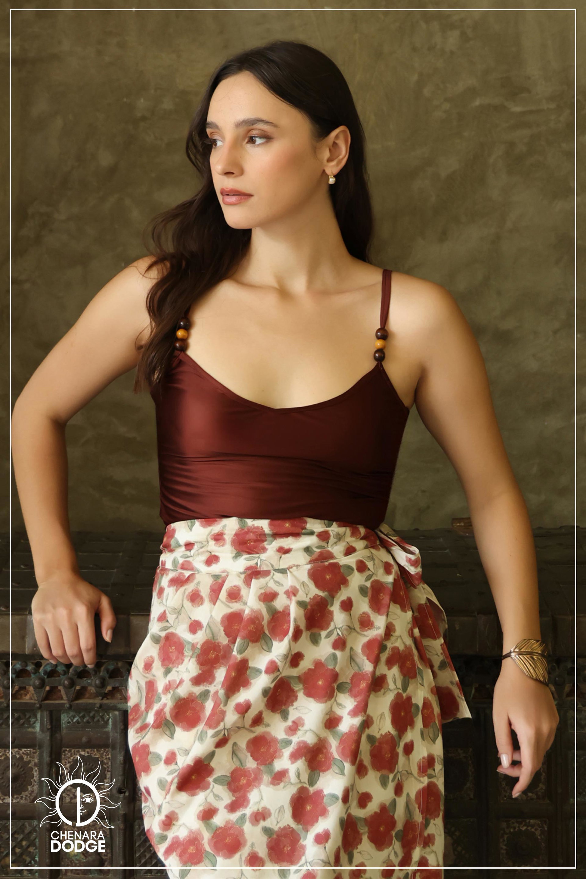 NEEZA V NECK TOGGLE DETAILED TANK TOP