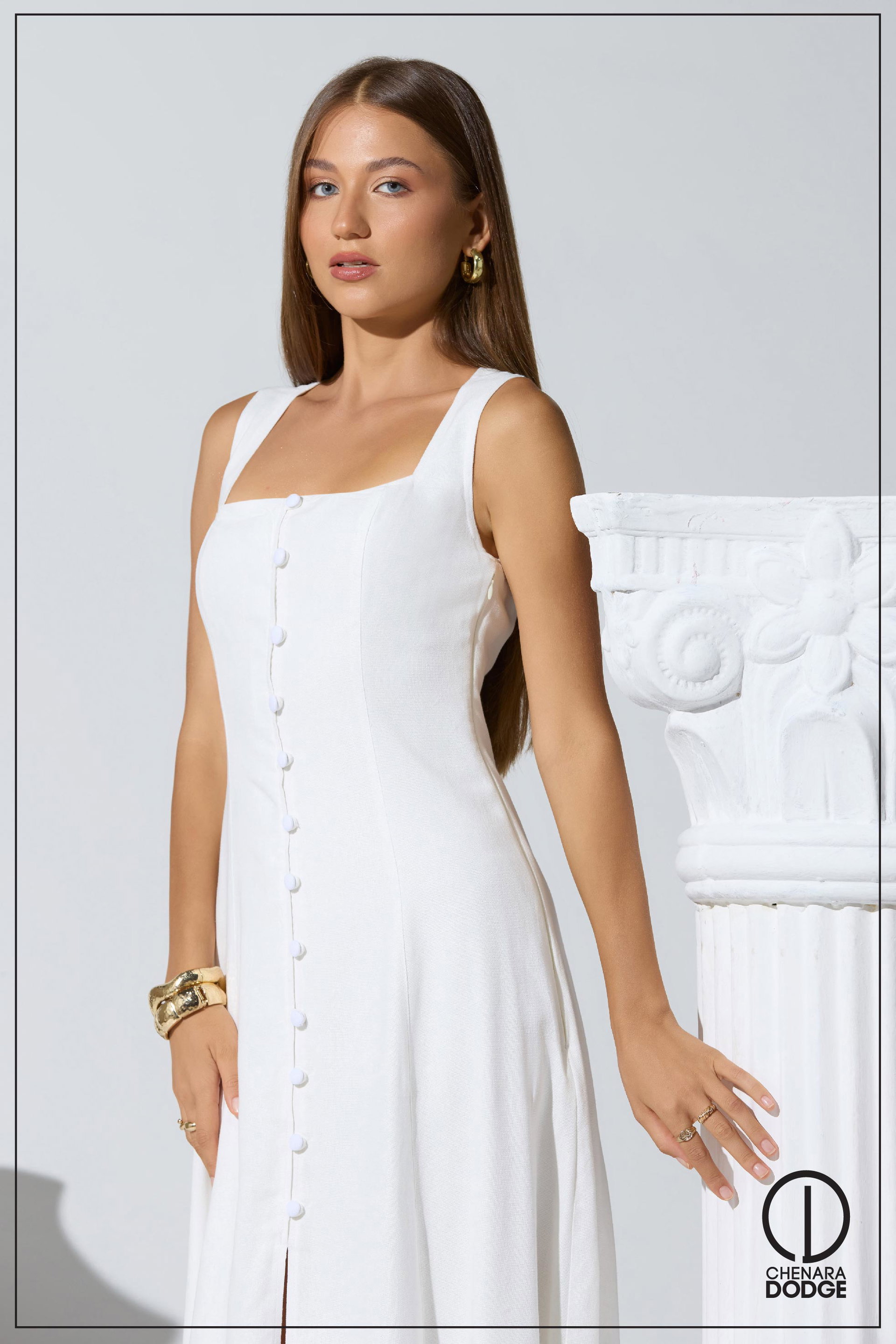 NERINA BUTTON DOWN MIDI DRESS