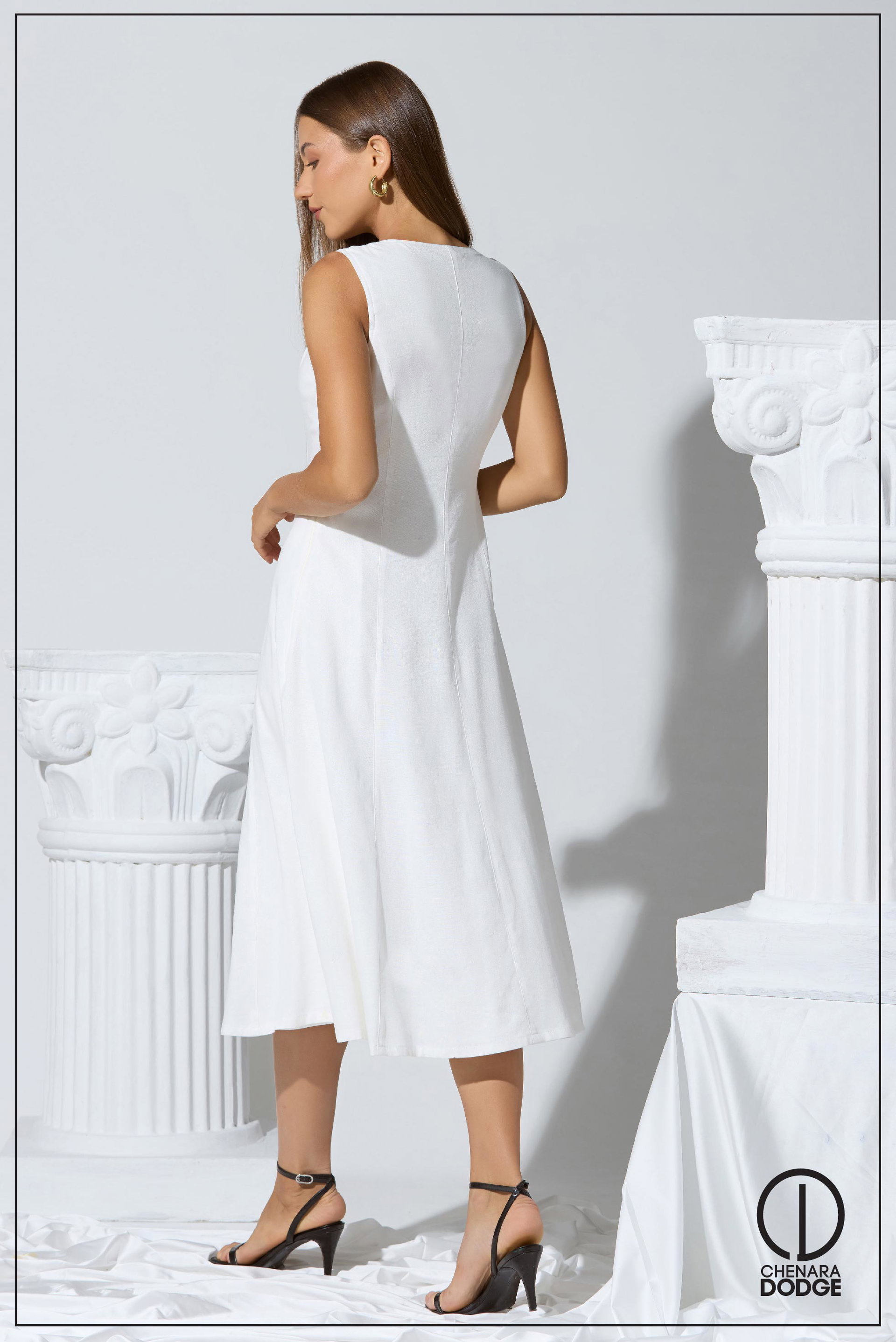 NERINA BUTTON DOWN MIDI DRESS