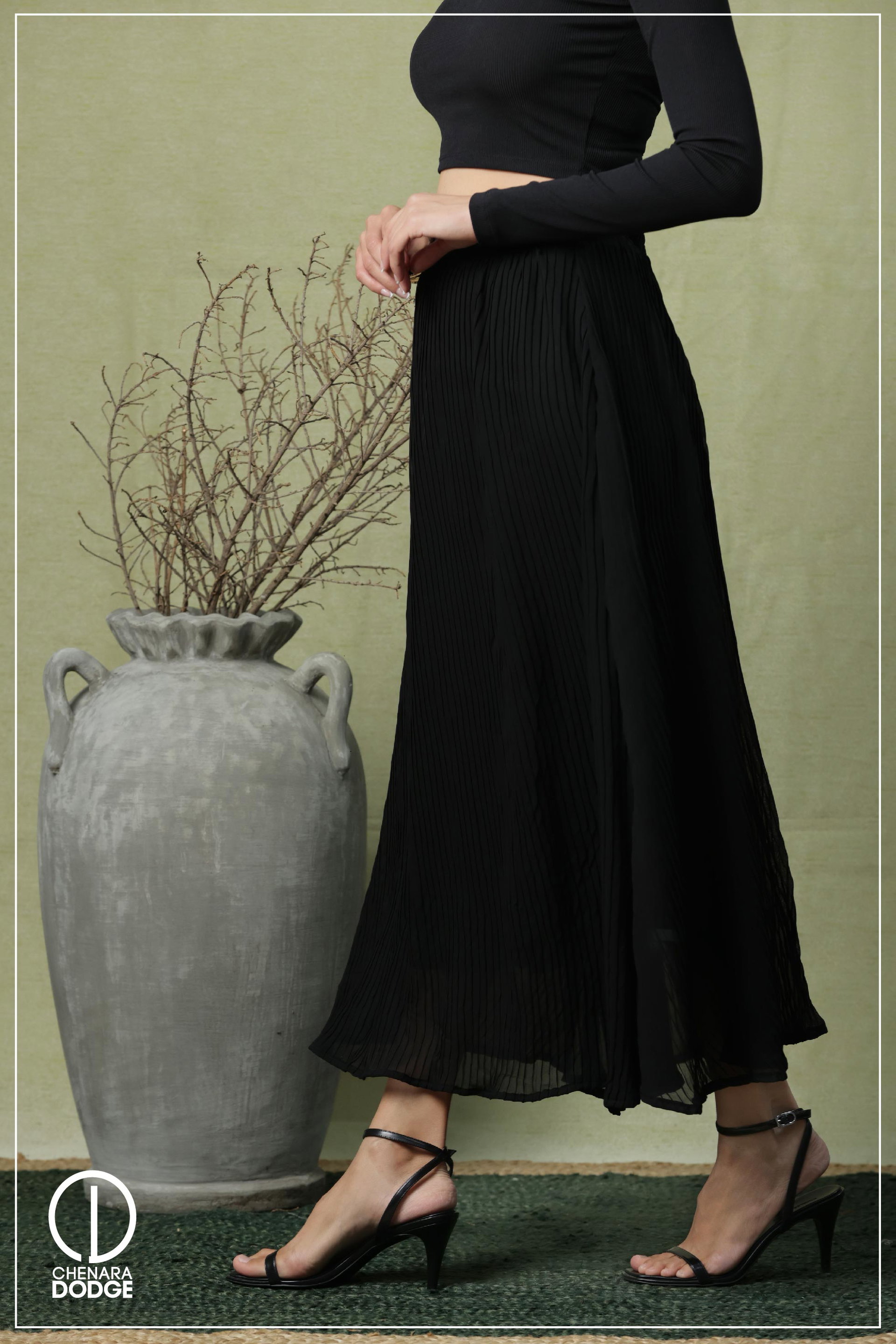 NINA PLEATED MIDI SKIRT