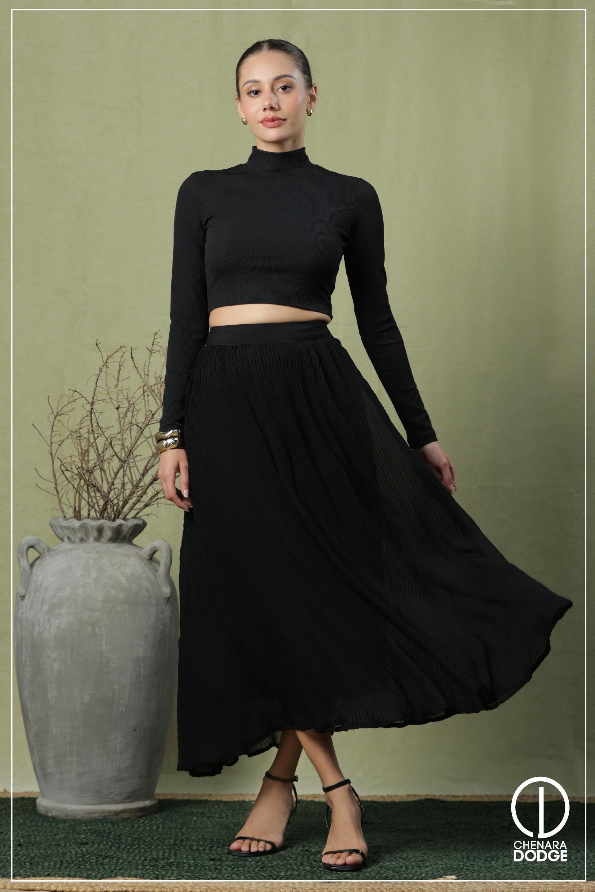 NINA PLEATED MIDI SKIRT