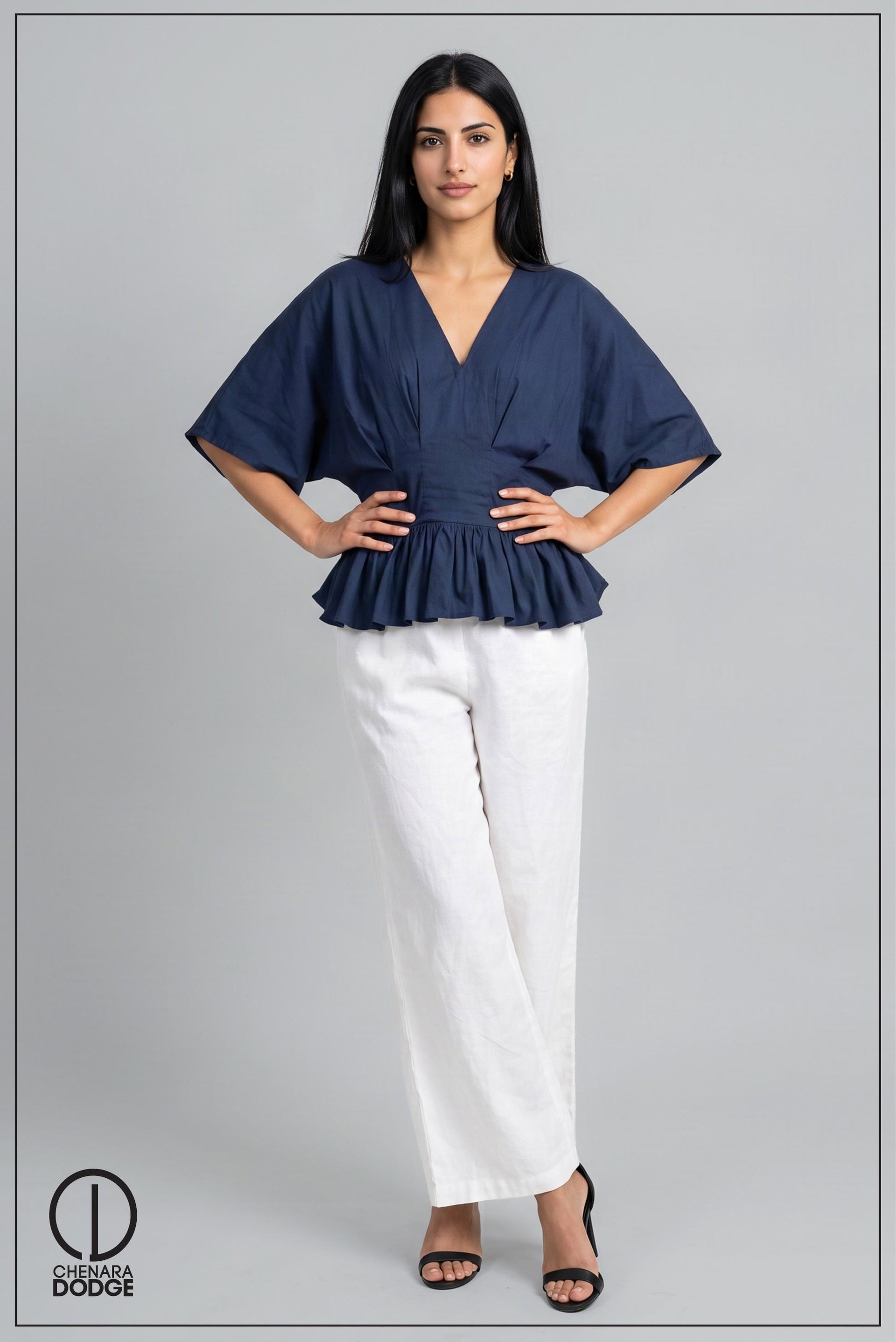 NOA V NECK PLEATED TOP