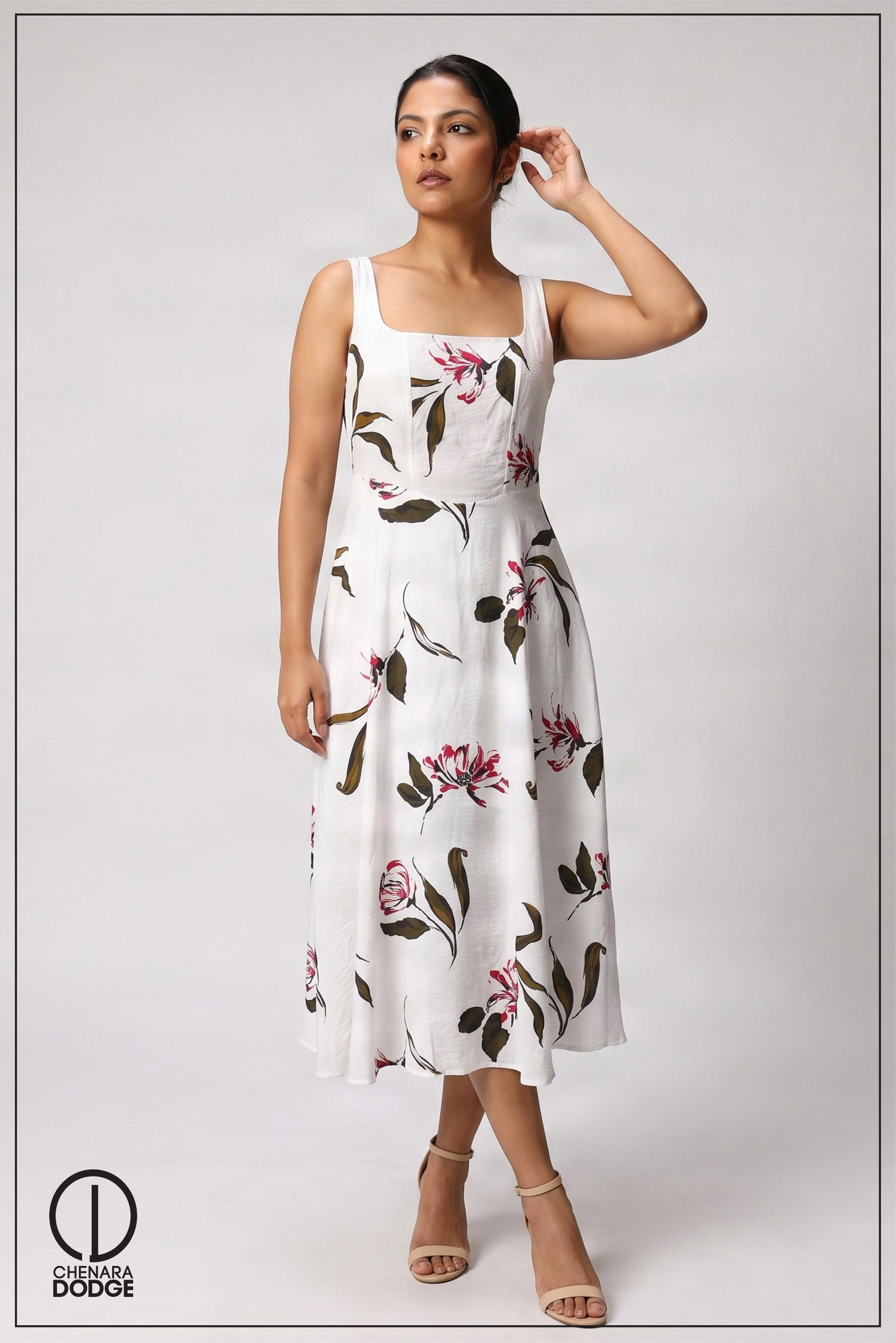 NOOR SQUARE NECK MIDI DRESS