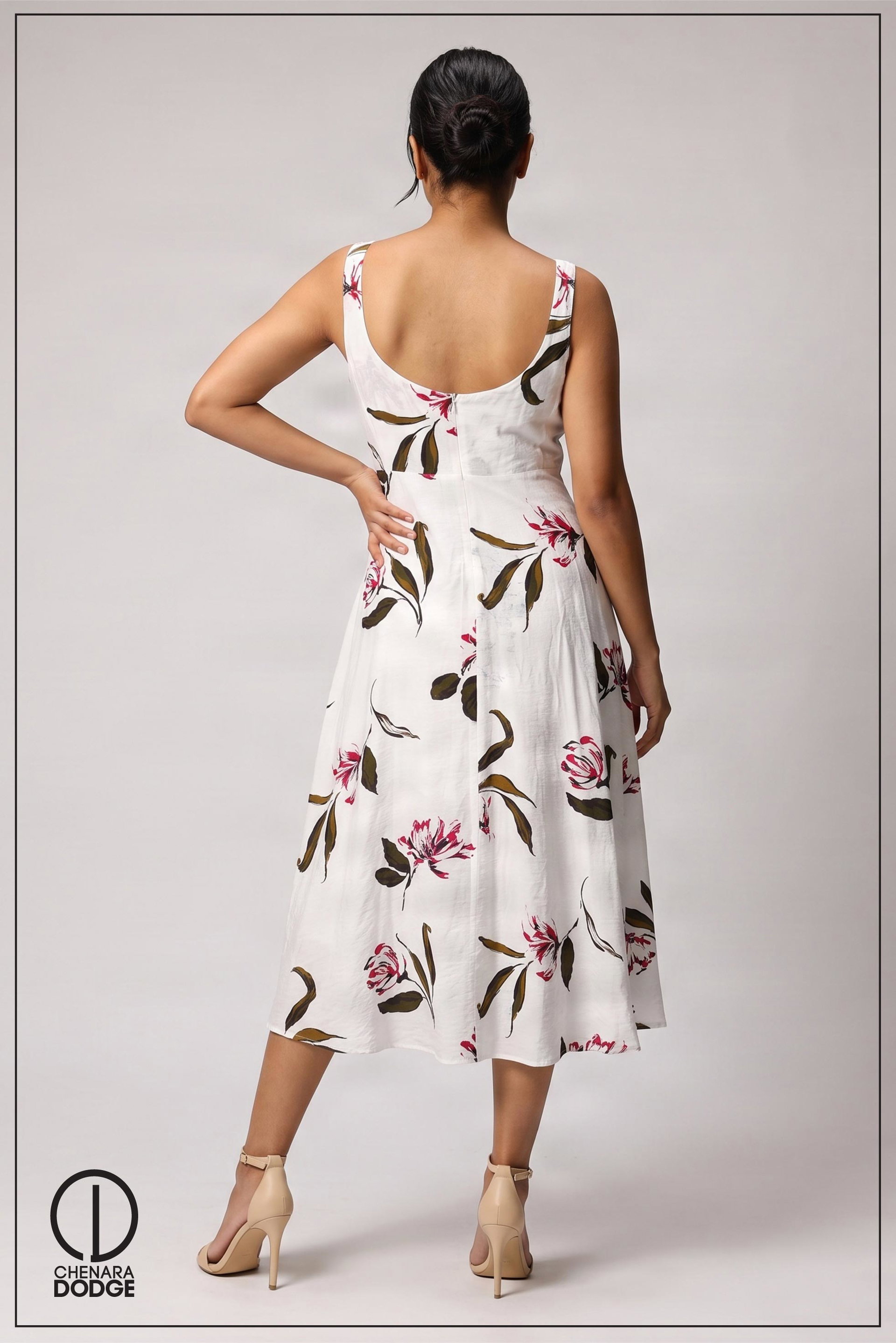 NOOR SQUARE NECK MIDI DRESS