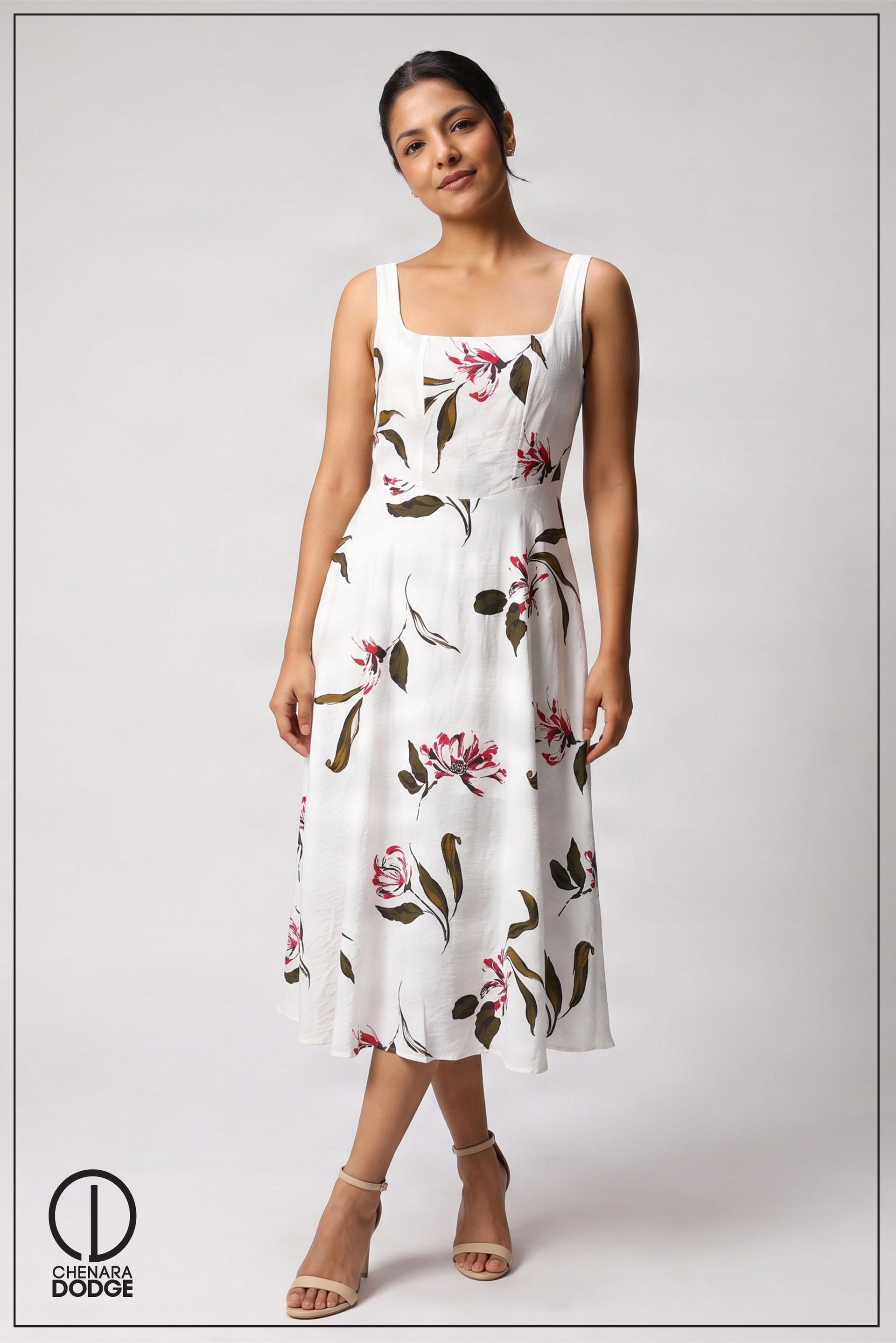NOOR SQUARE NECK MIDI DRESS