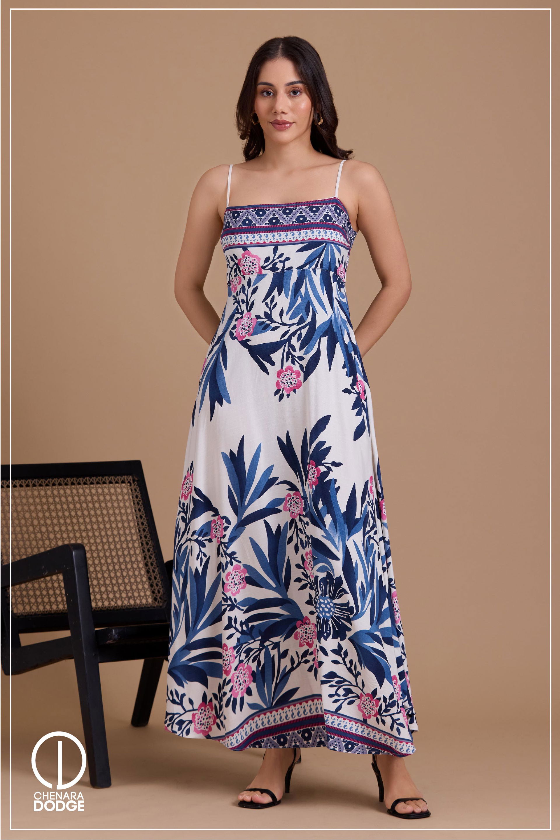 NORA STRAPPY PRINTED MAXI DRESS