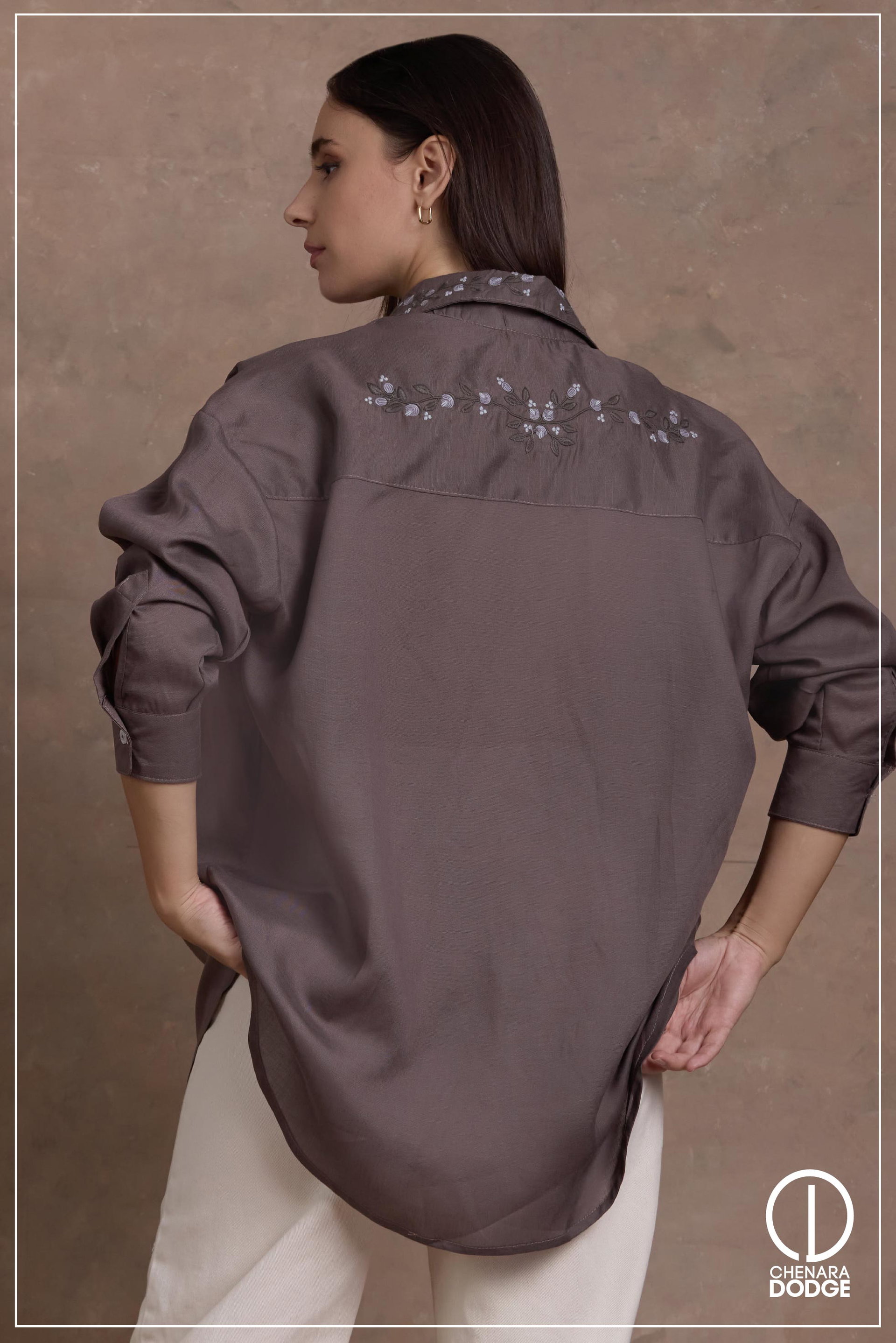 OLIVIA BUTTON DOWN EMB SHIRT