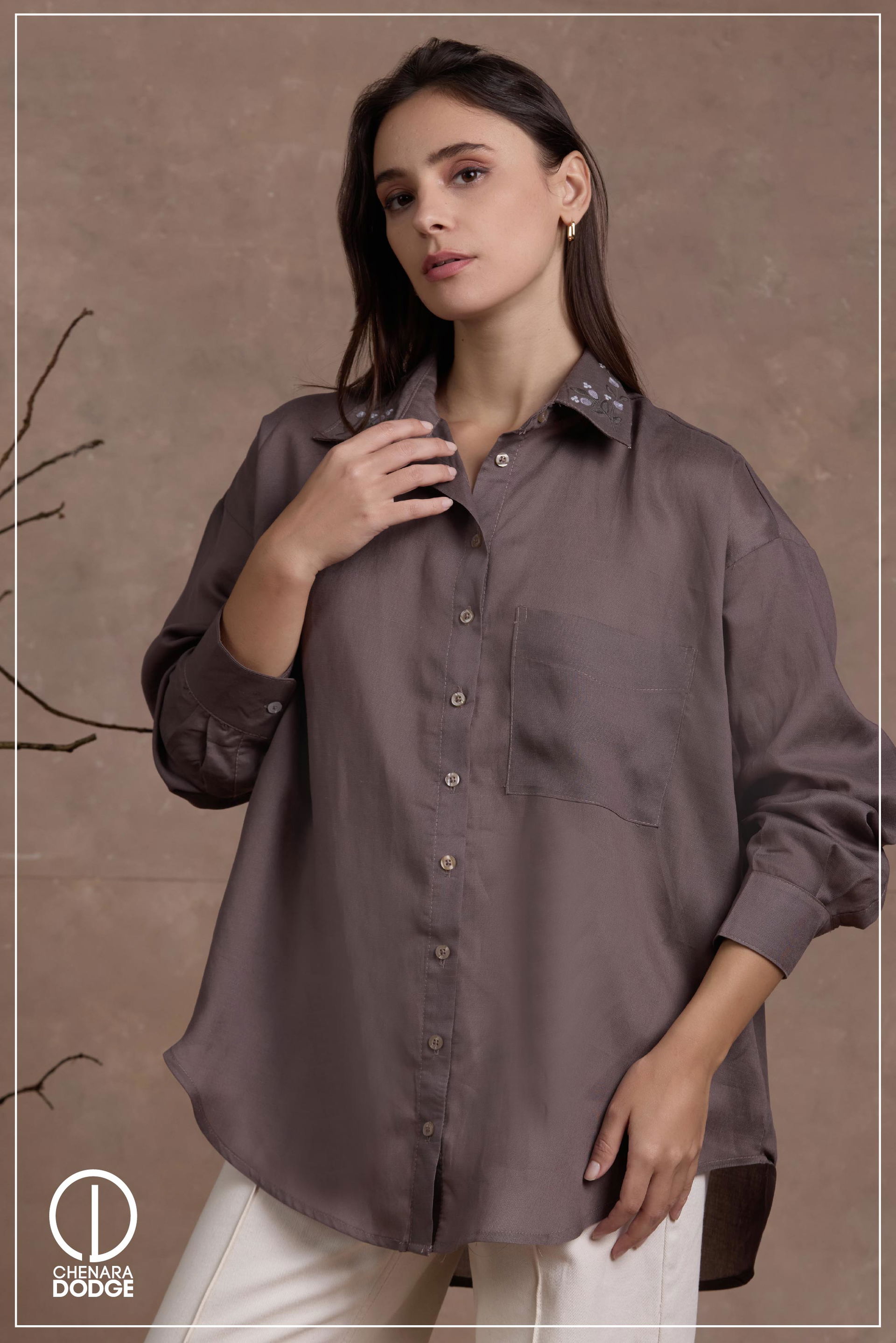 OLIVIA BUTTON DOWN EMB SHIRT