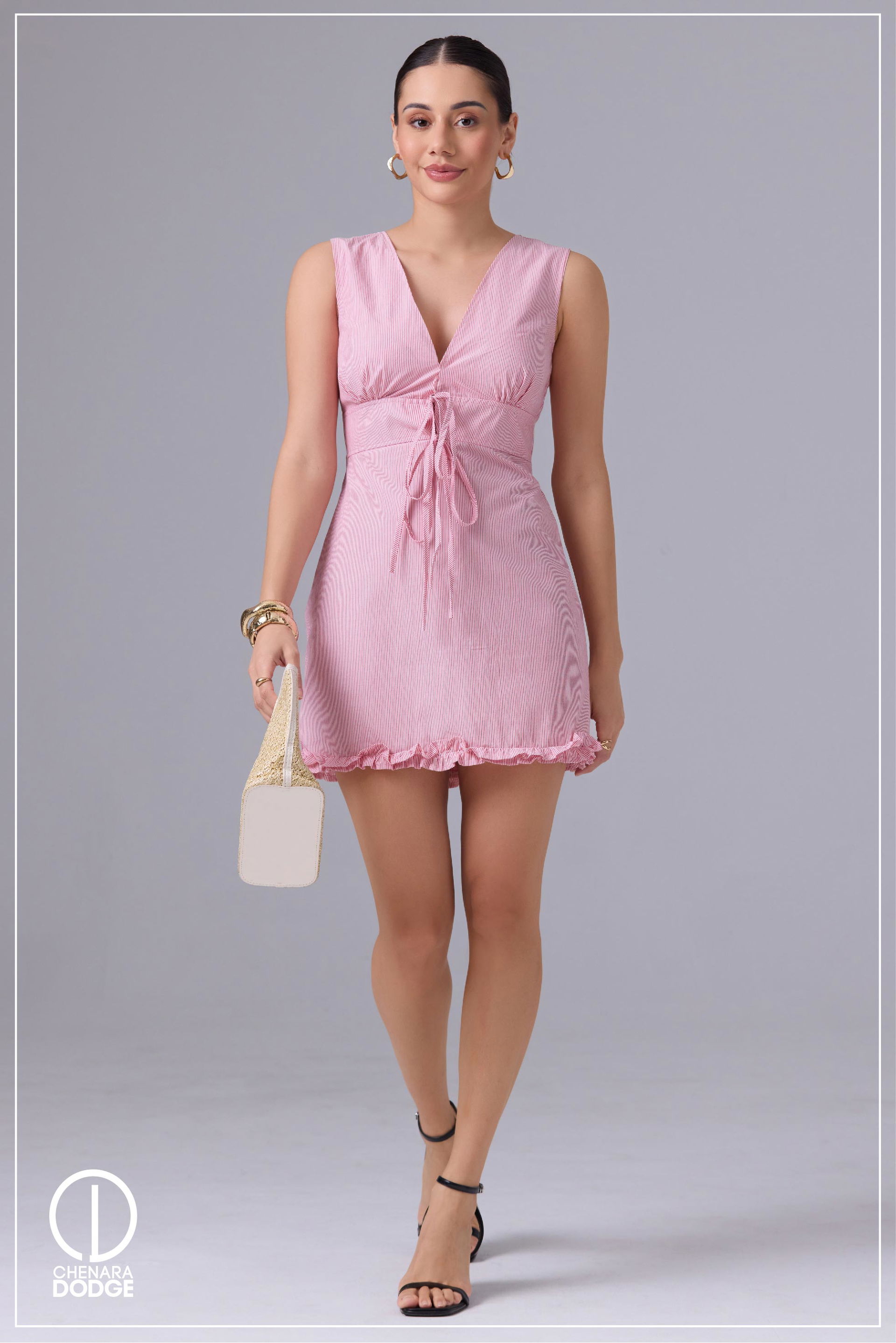OLIVIA TIE UP DETAILED MINI DRESS