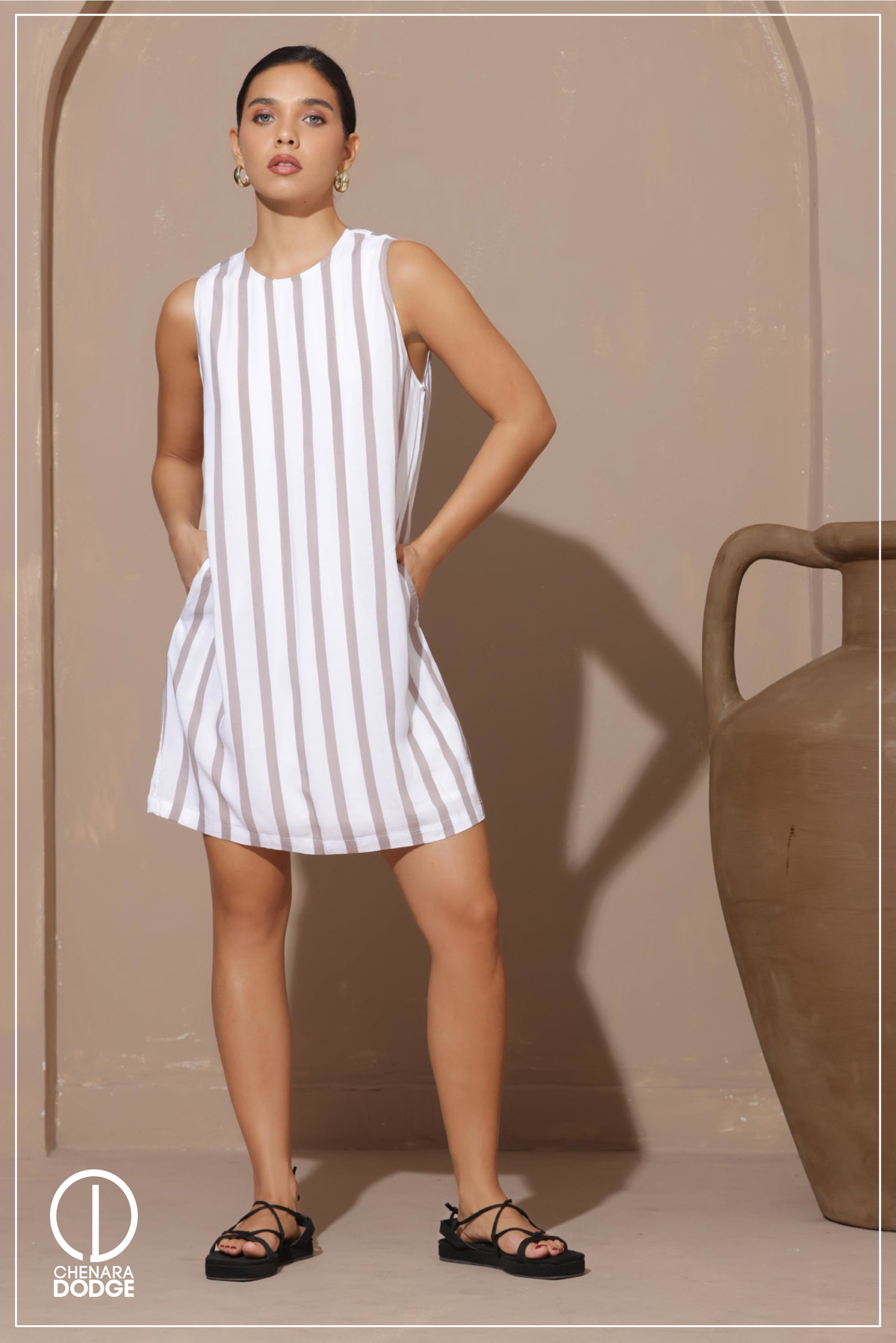 ORNELLA ROUND NECK MINI DRESS